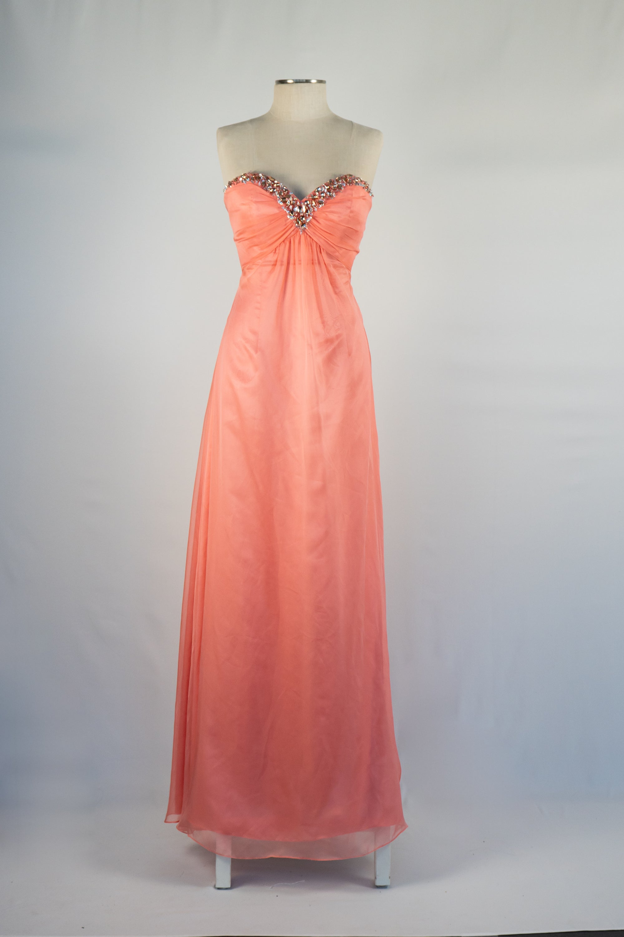 Coral & Sequins Full Length Dress