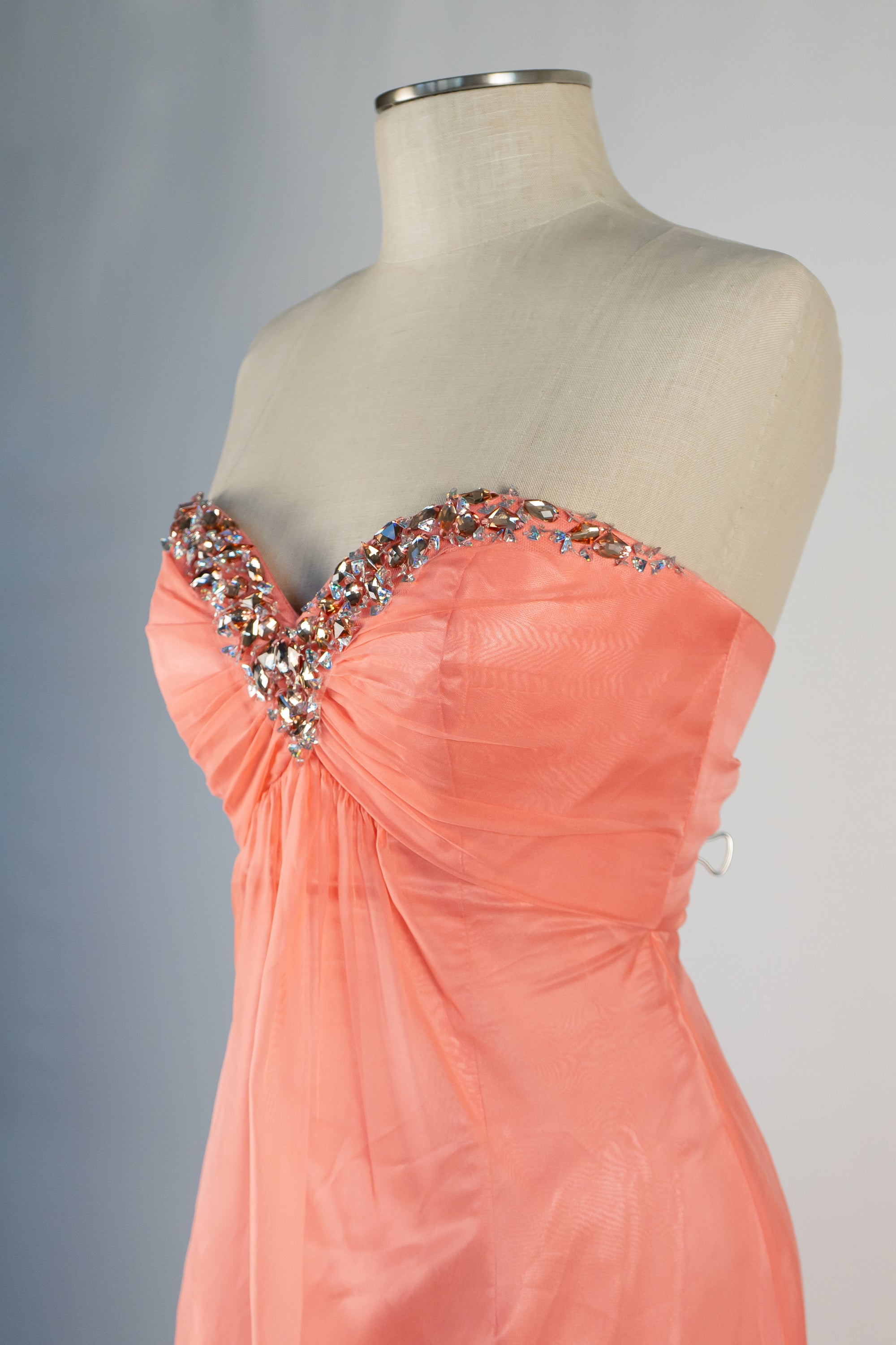 Coral & Sequins Full Length Dress
