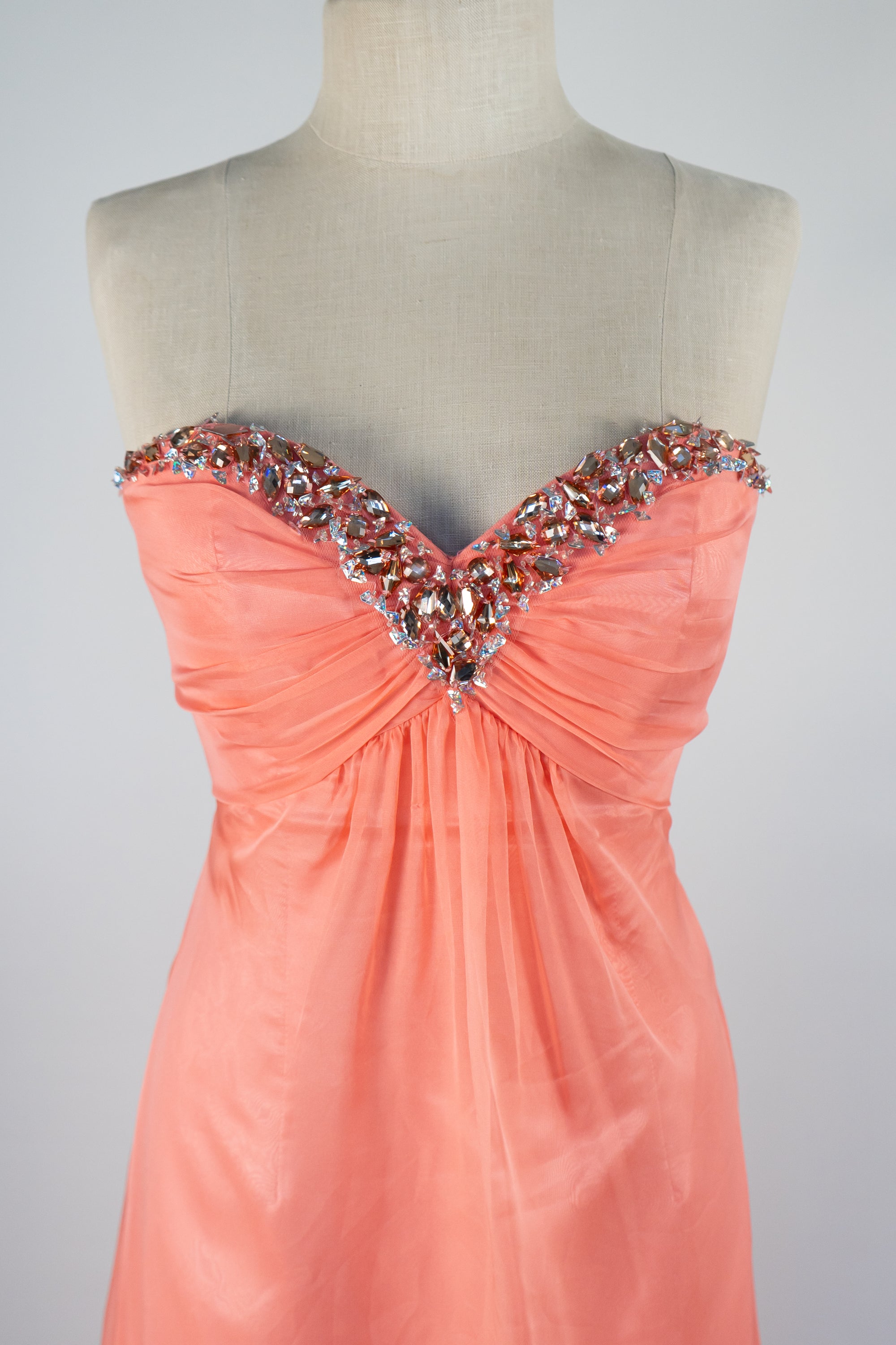 Coral & Sequins Full Length Dress