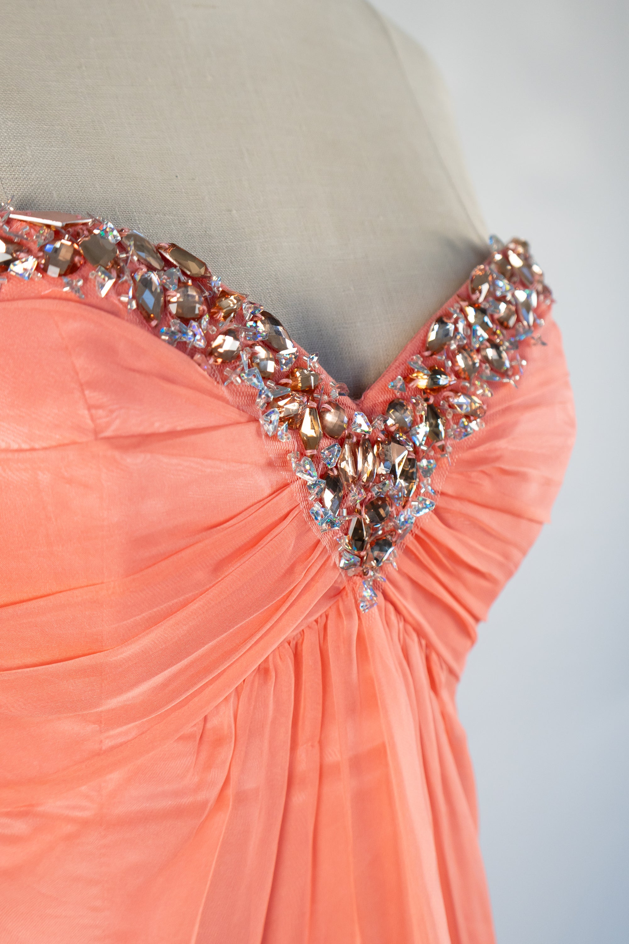 Coral & Sequins Full Length Dress
