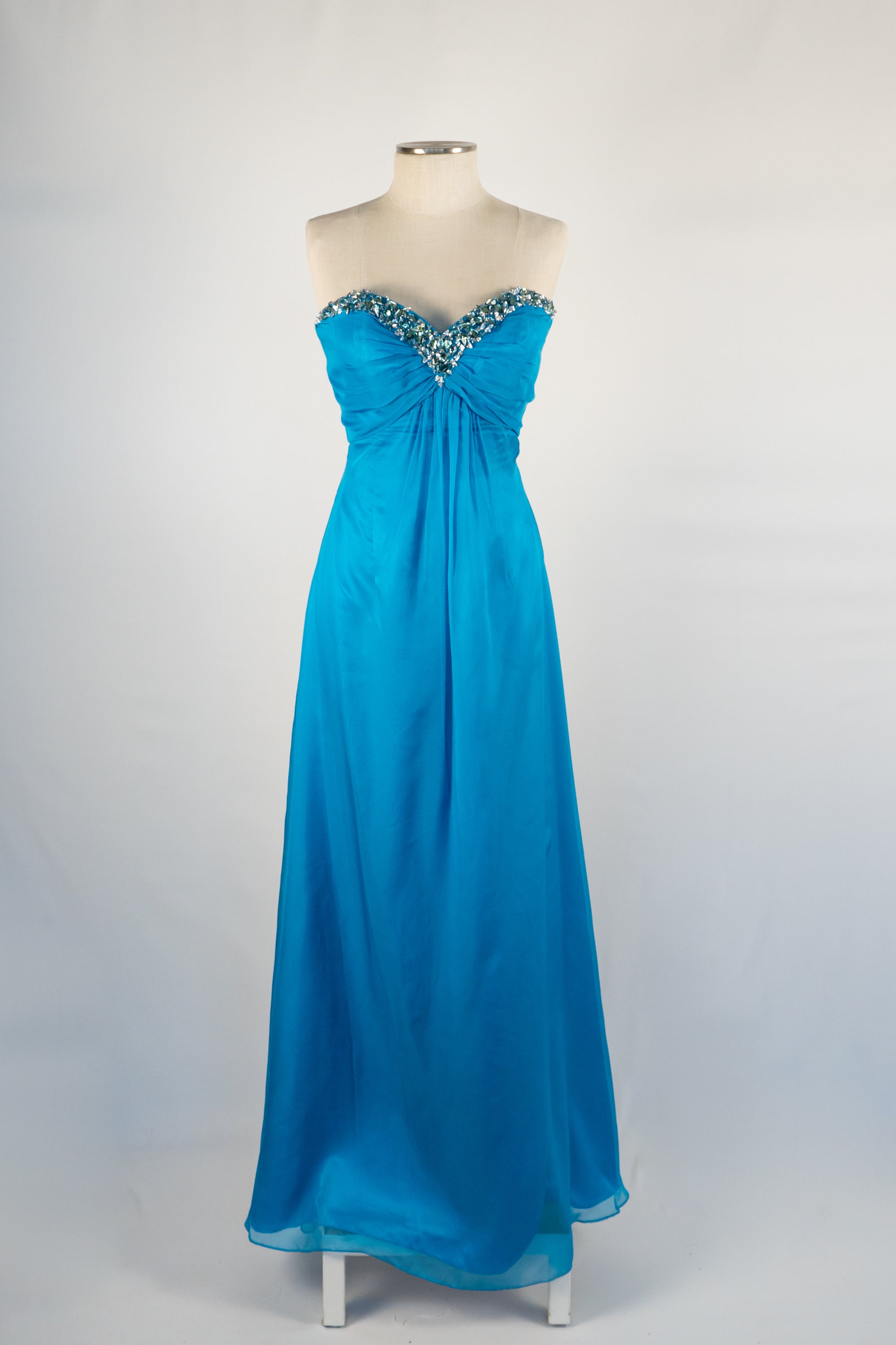 Ocean Blue & Sequins Full Length Dress