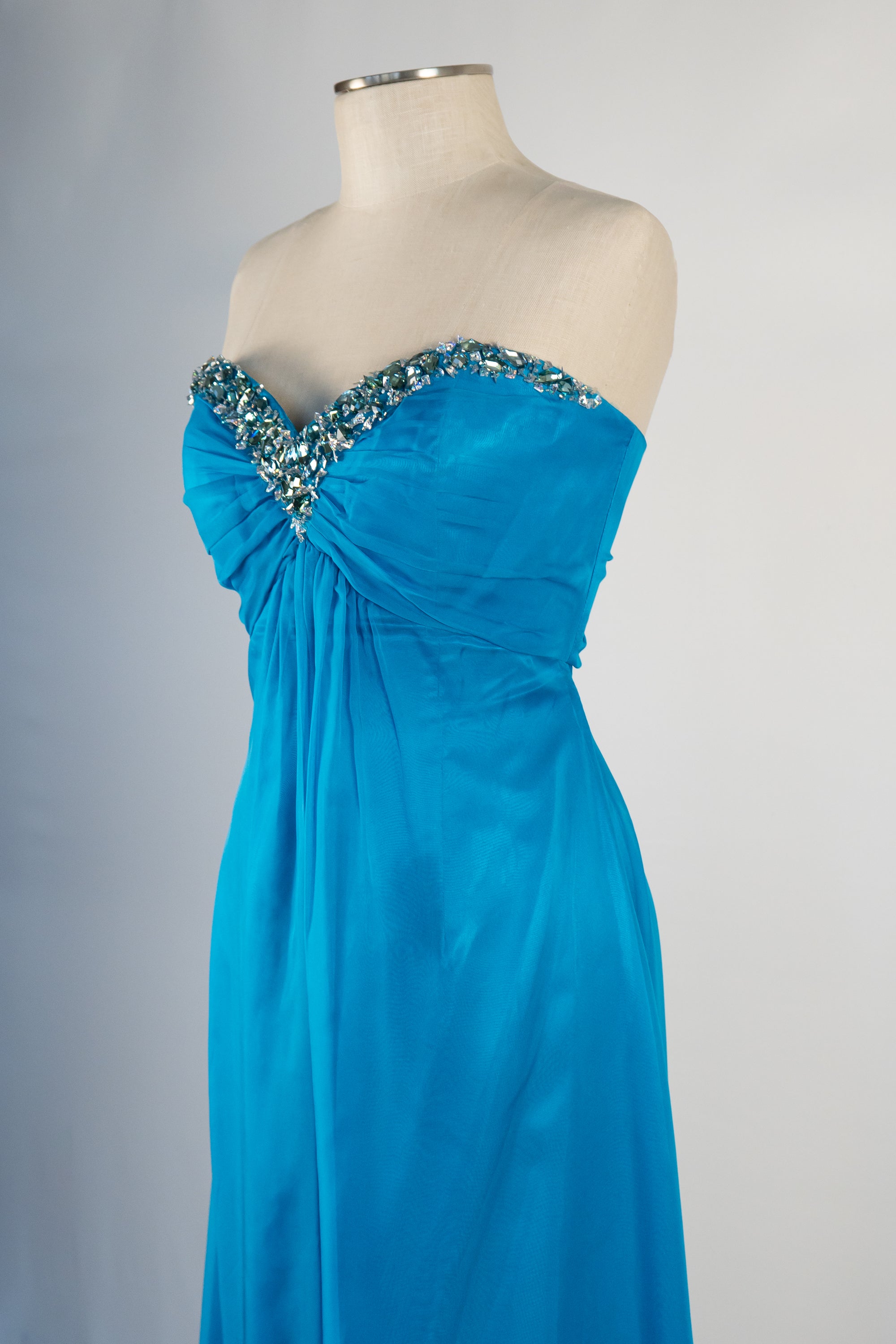 Ocean Blue & Sequins Full Length Dress