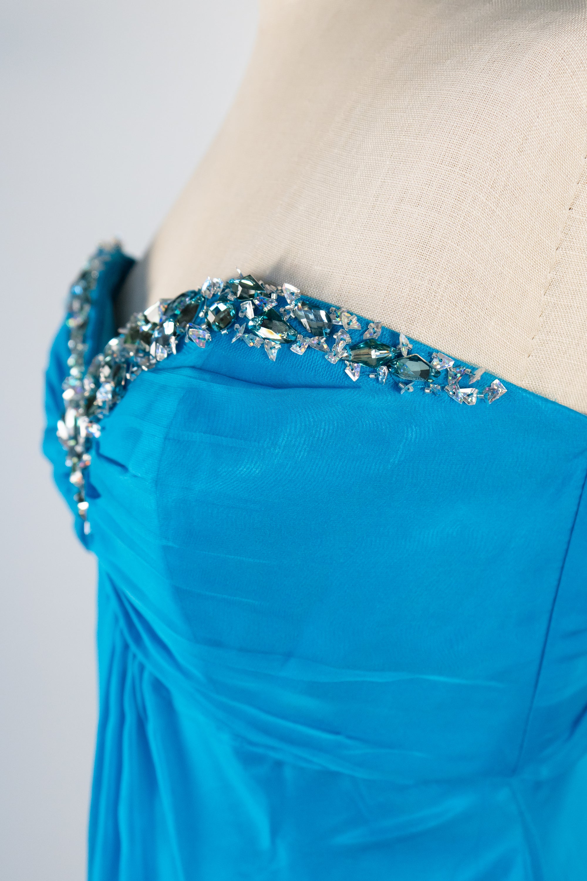 Ocean Blue & Sequins Full Length Dress