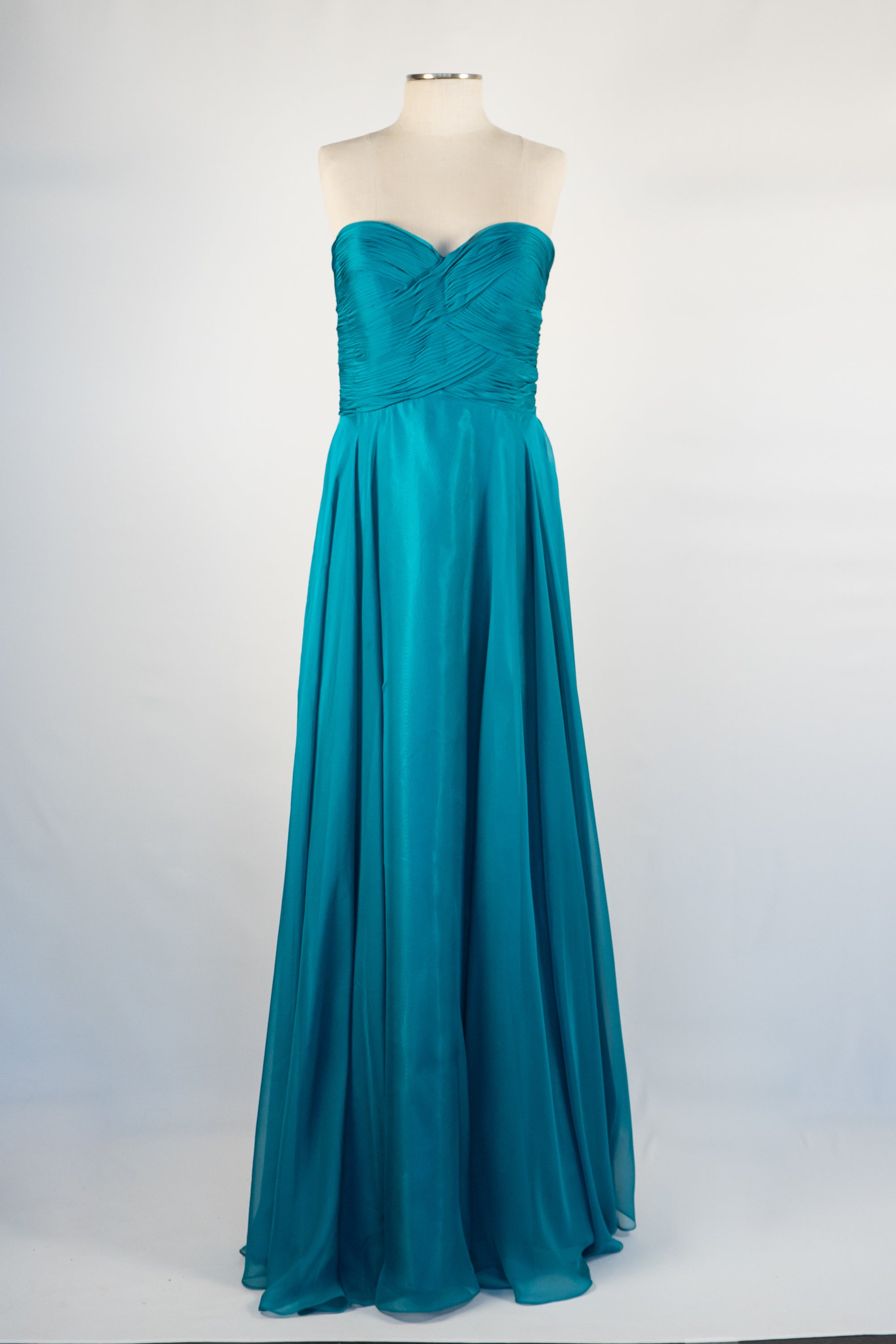 Dark Turquoise Strapless Full Length Dress