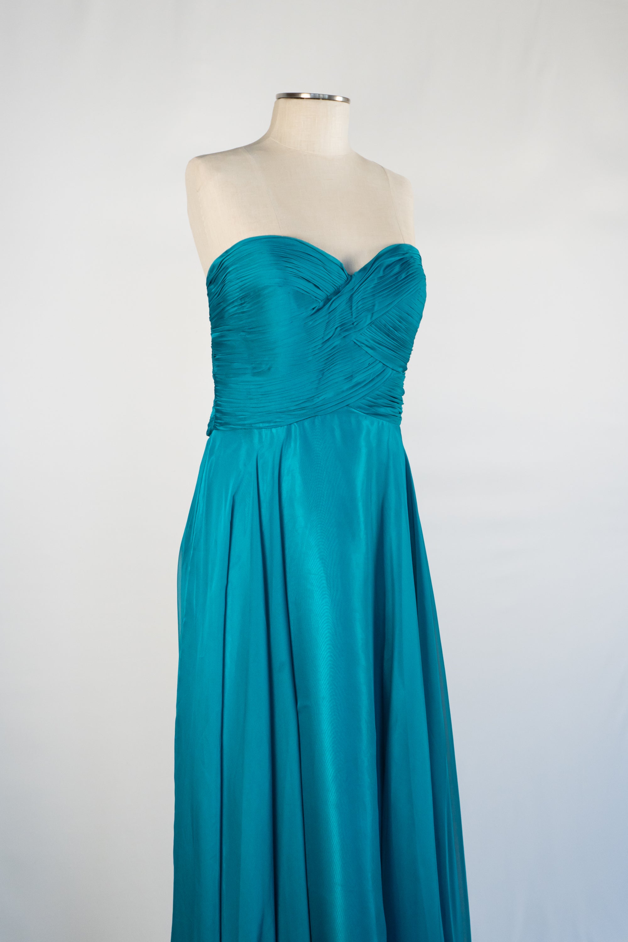 Dark Turquoise Strapless Full Length Dress