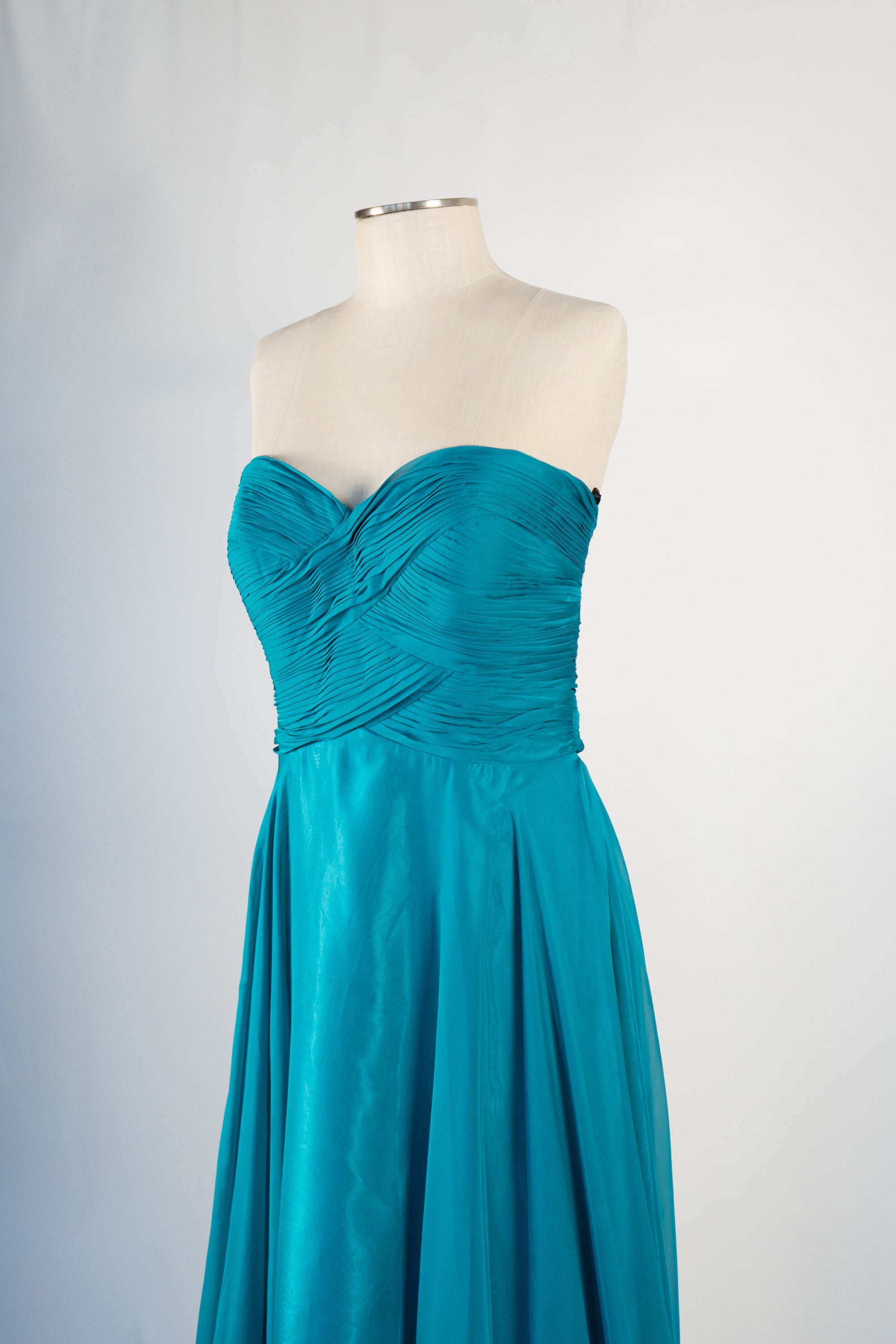 Dark Turquoise Strapless Full Length Dress