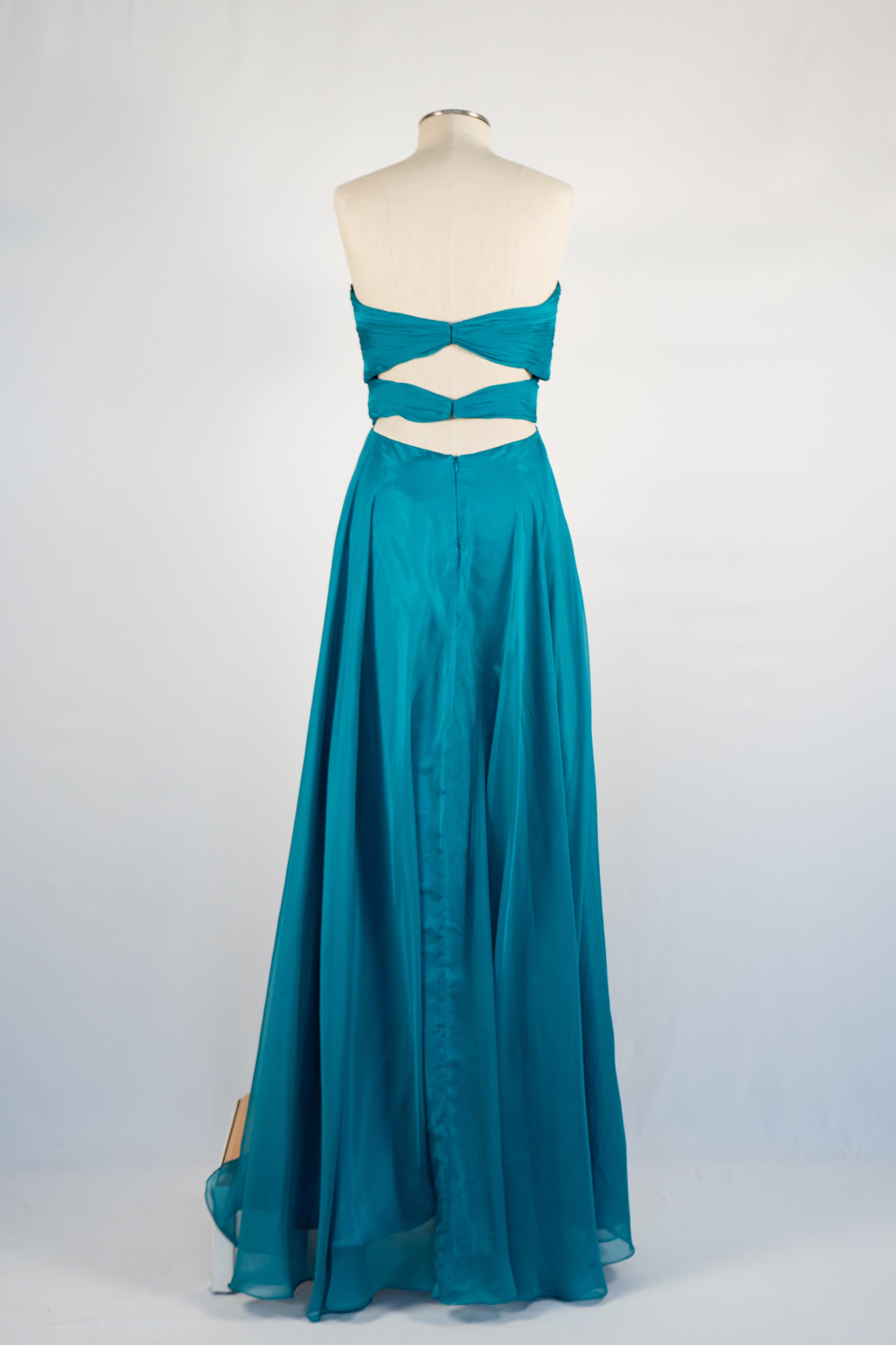 Dark Turquoise Strapless Full Length Dress
