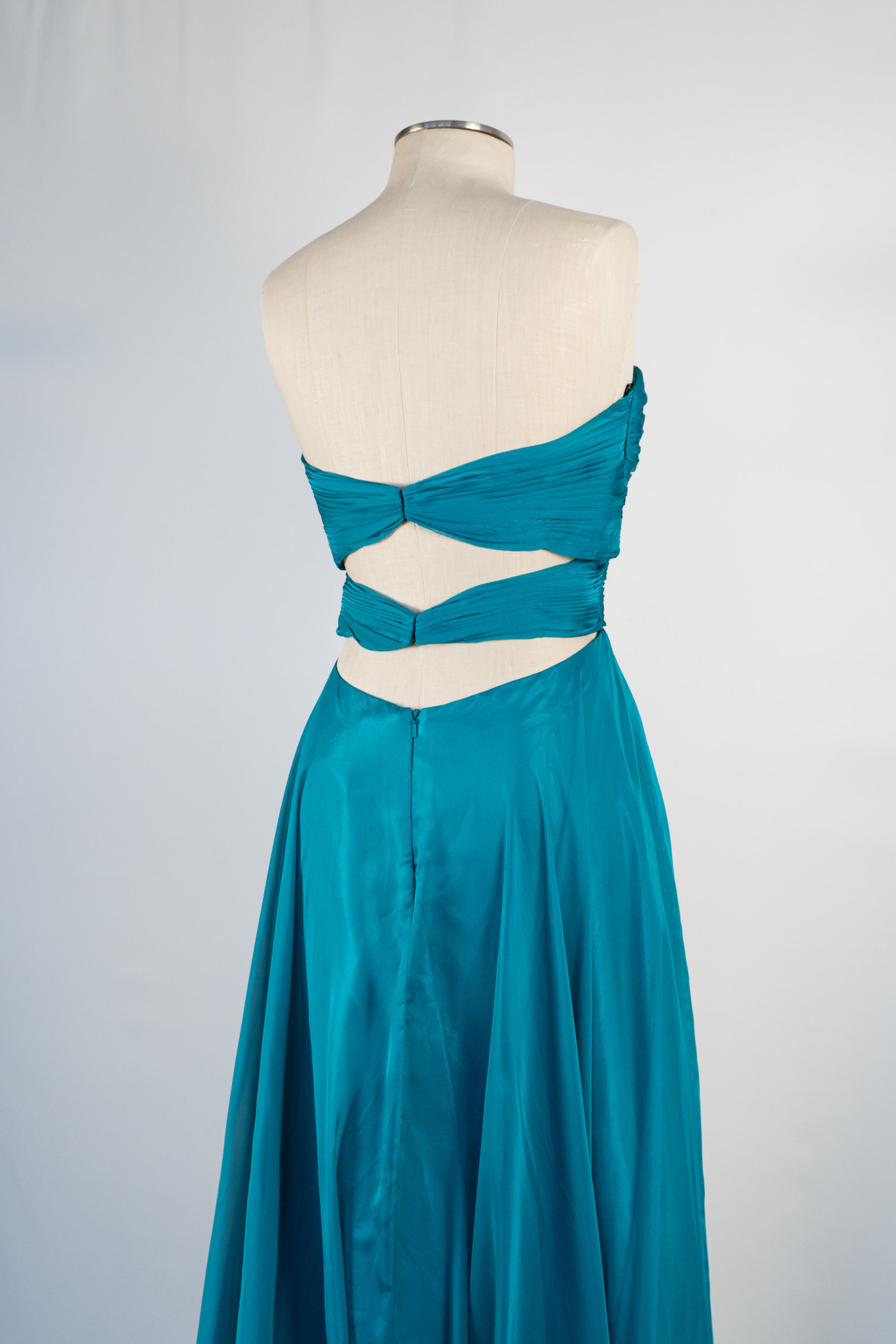 Dark Turquoise Strapless Full Length Dress