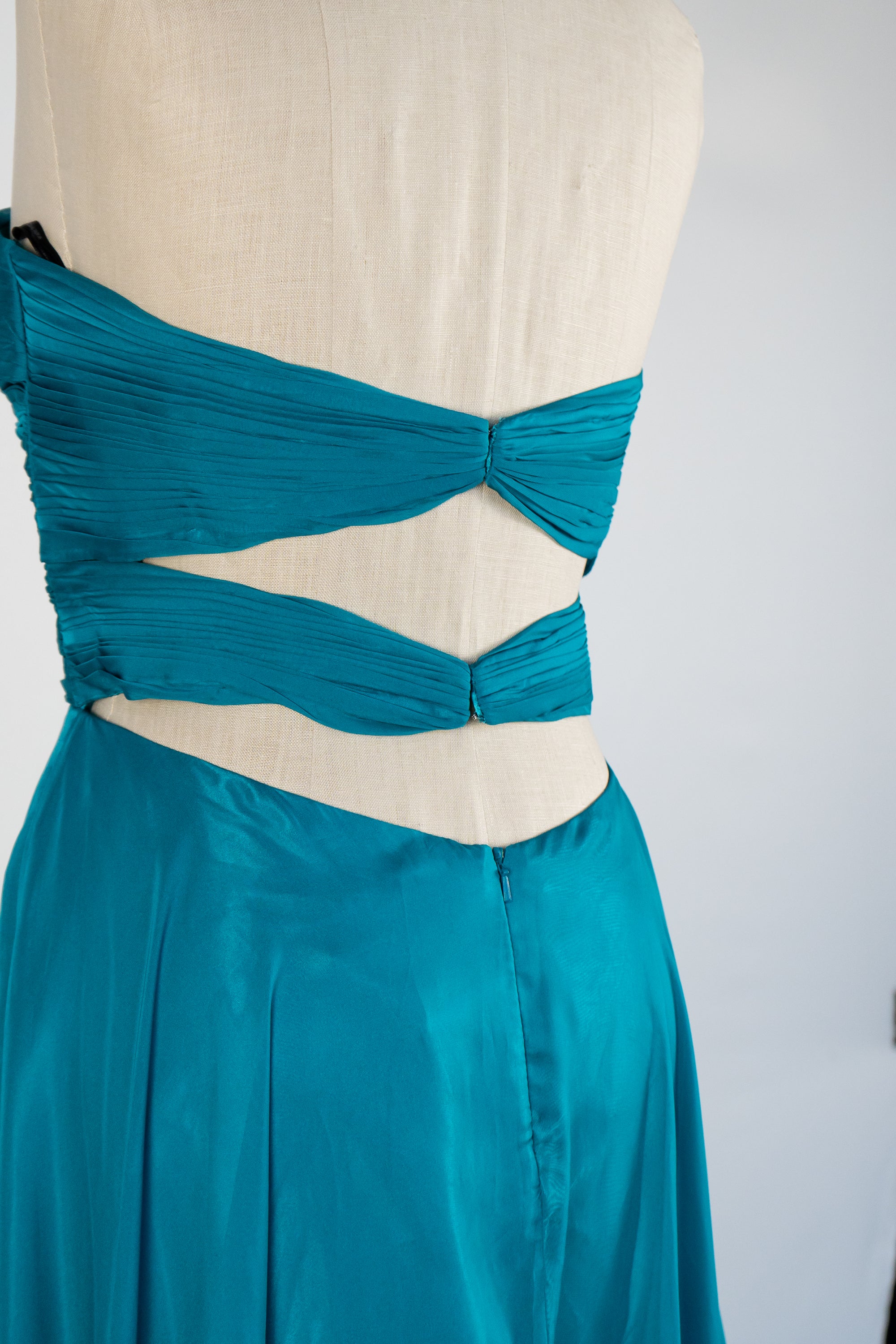 Dark Turquoise Strapless Full Length Dress