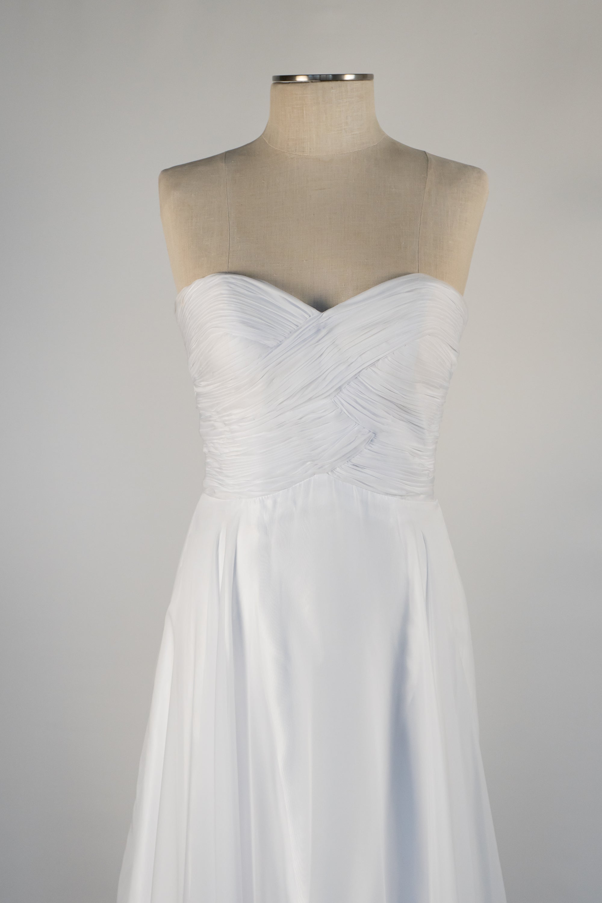 White Strapless Full Length Dress