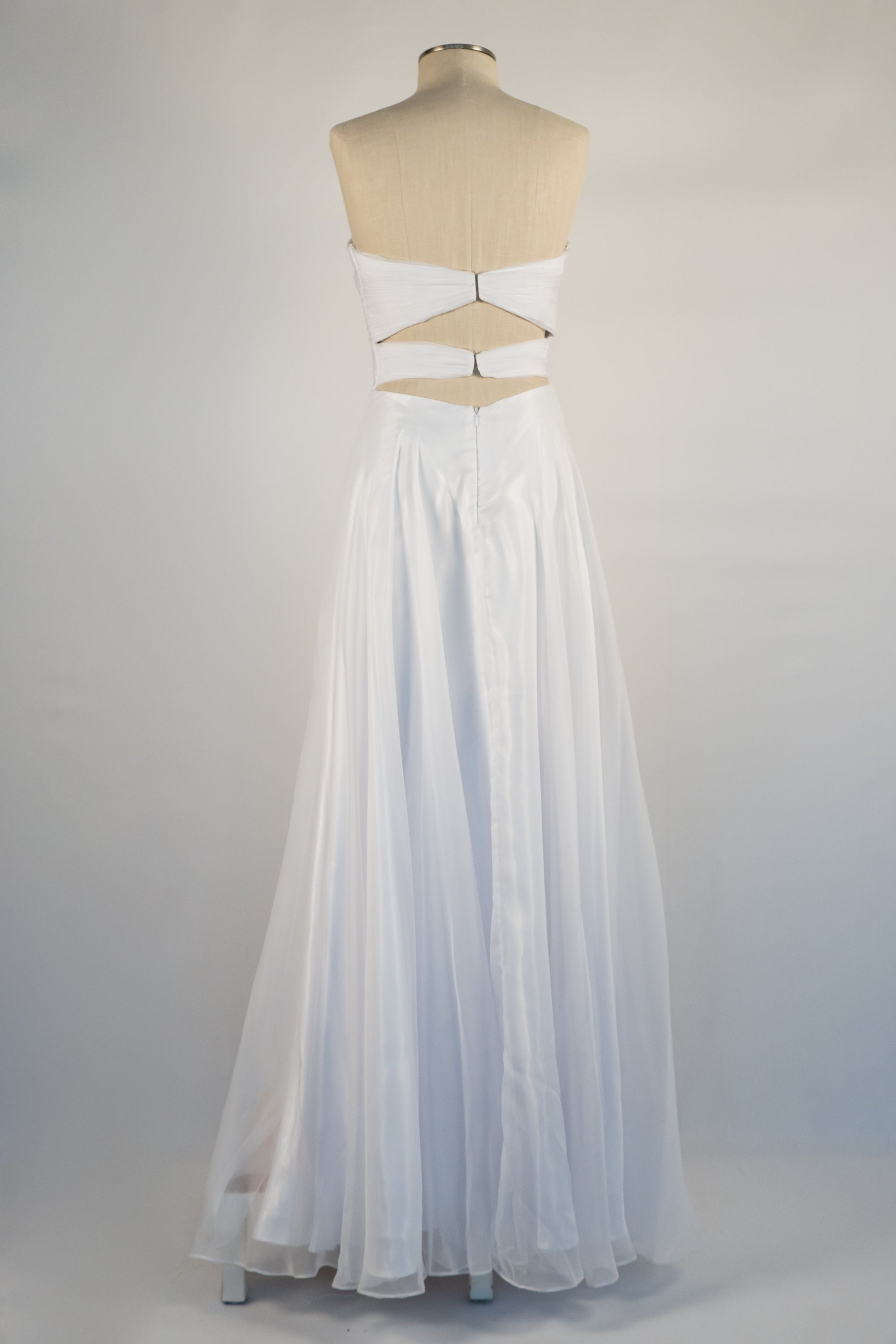 White Strapless Full Length Dress