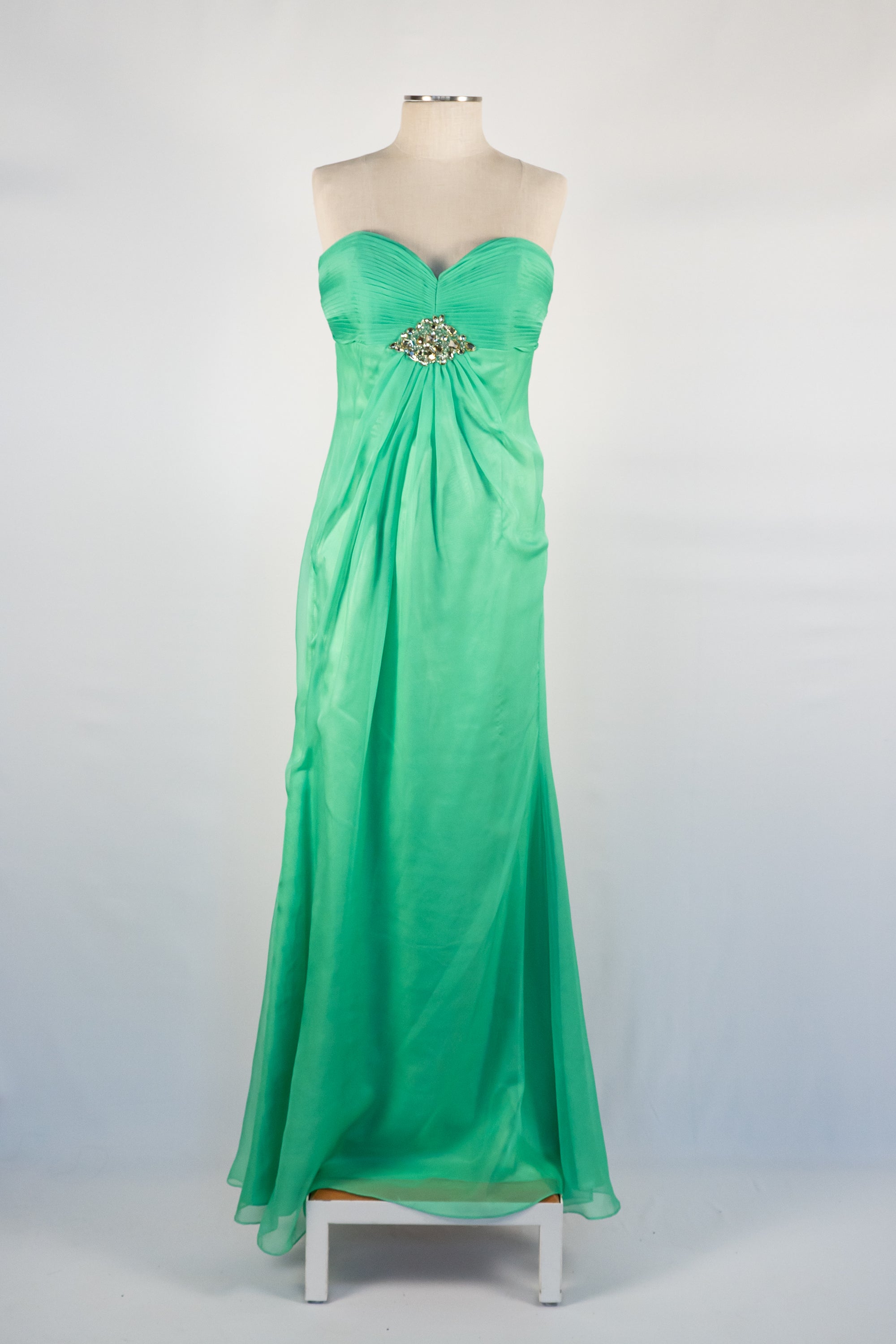 Green Strapless Full Length Dress