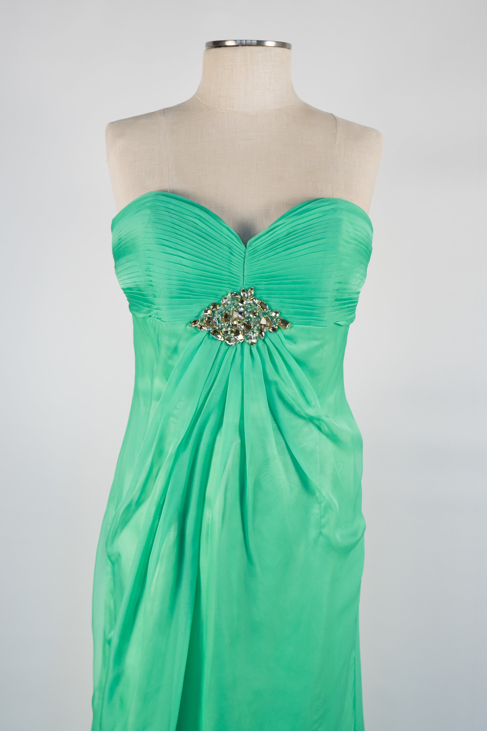 Green Strapless Full Length Dress