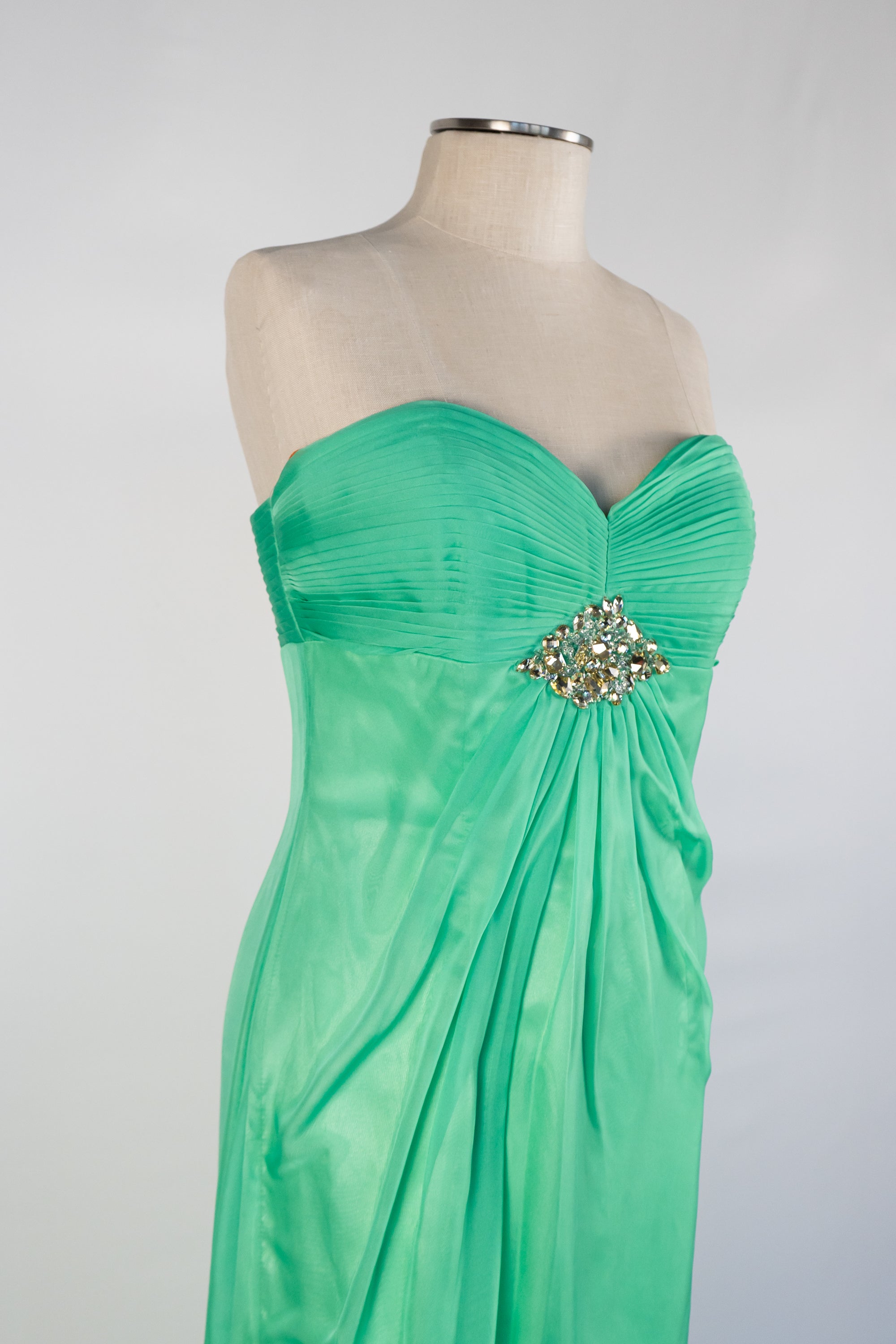 Green Strapless Full Length Dress