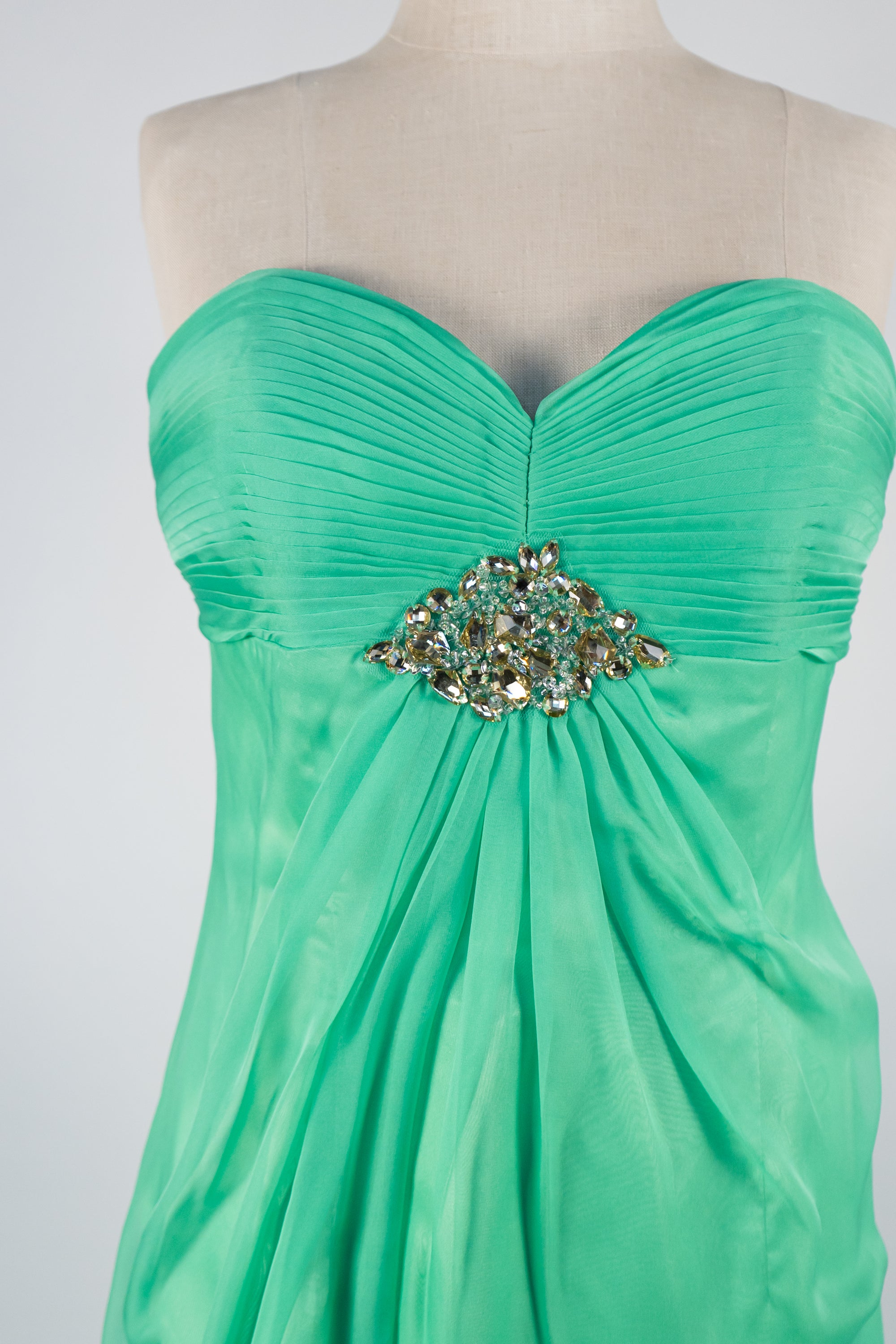 Green Strapless Full Length Dress