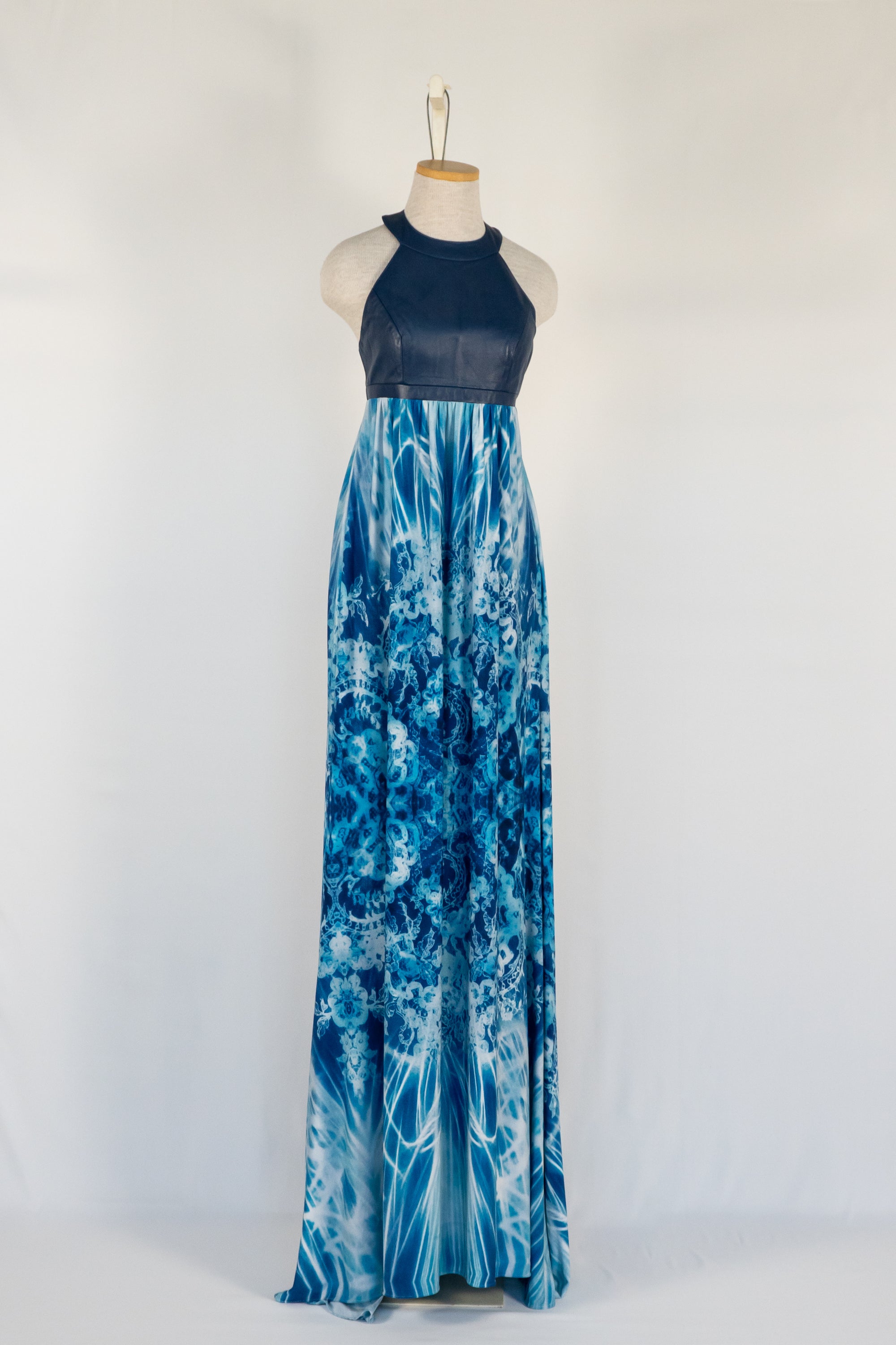 Blue Tye-Dye Full Length Dress