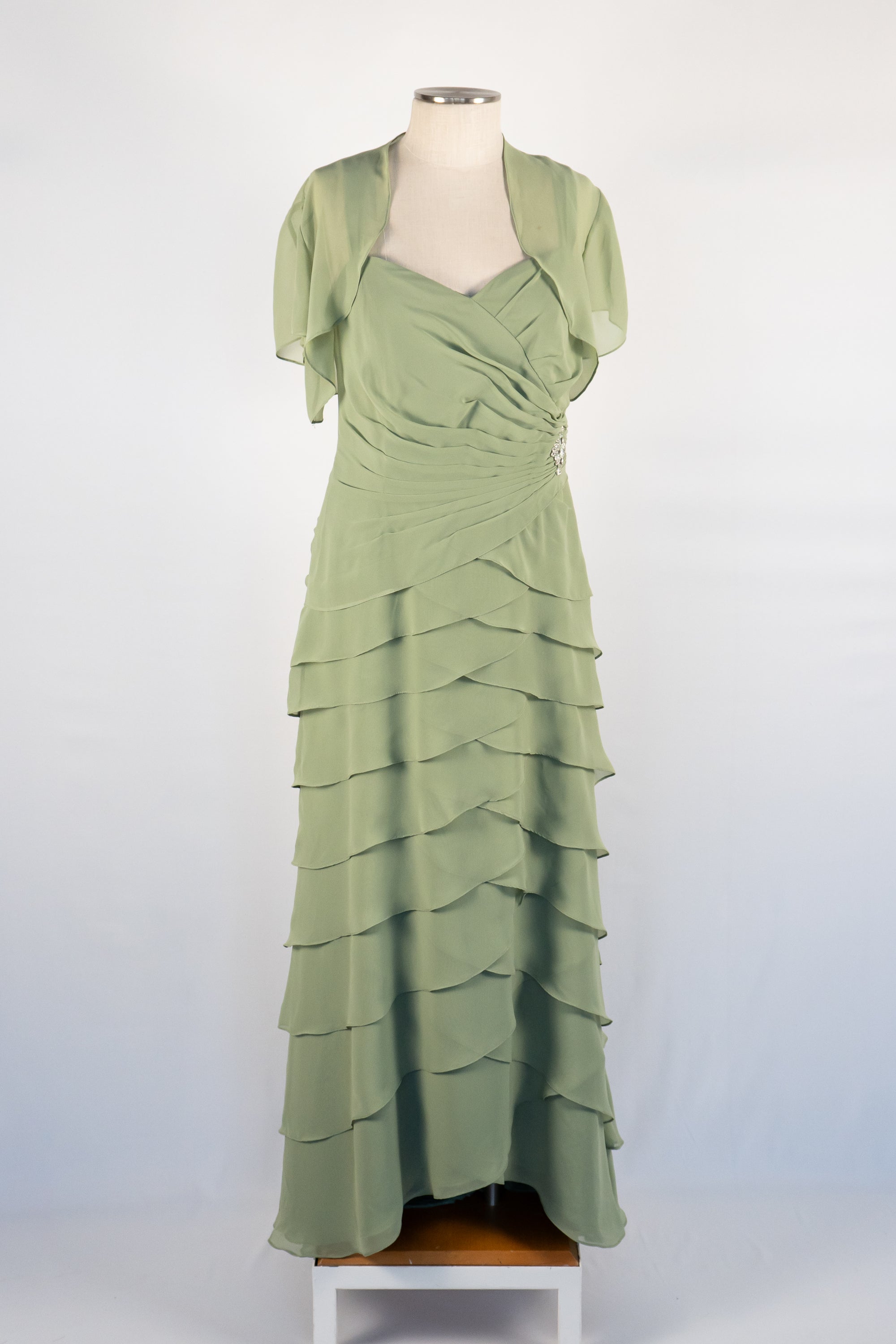 Sage Green Full Length Dress with Bolero Jacket