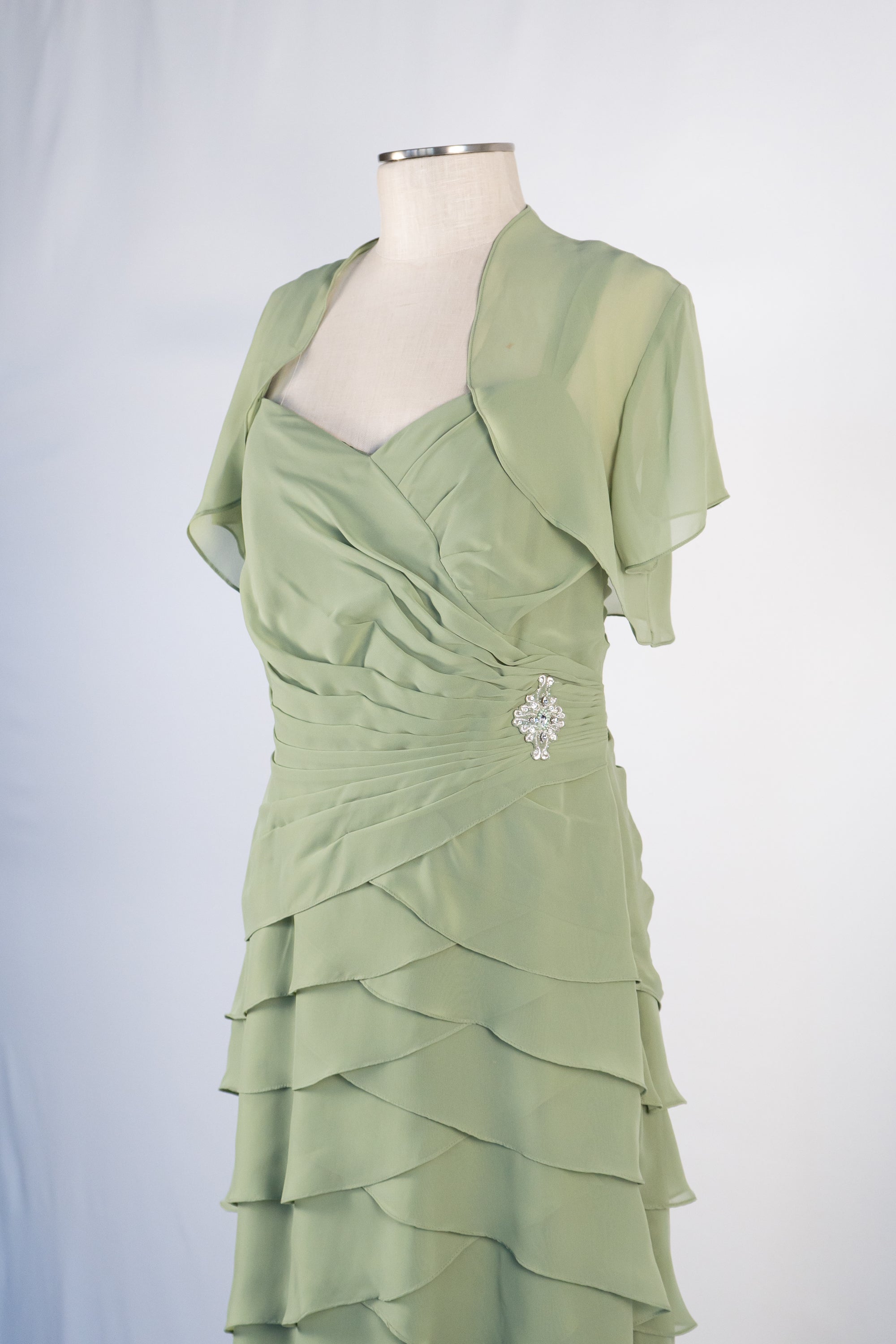 Sage Green Full Length Dress with Bolero Jacket