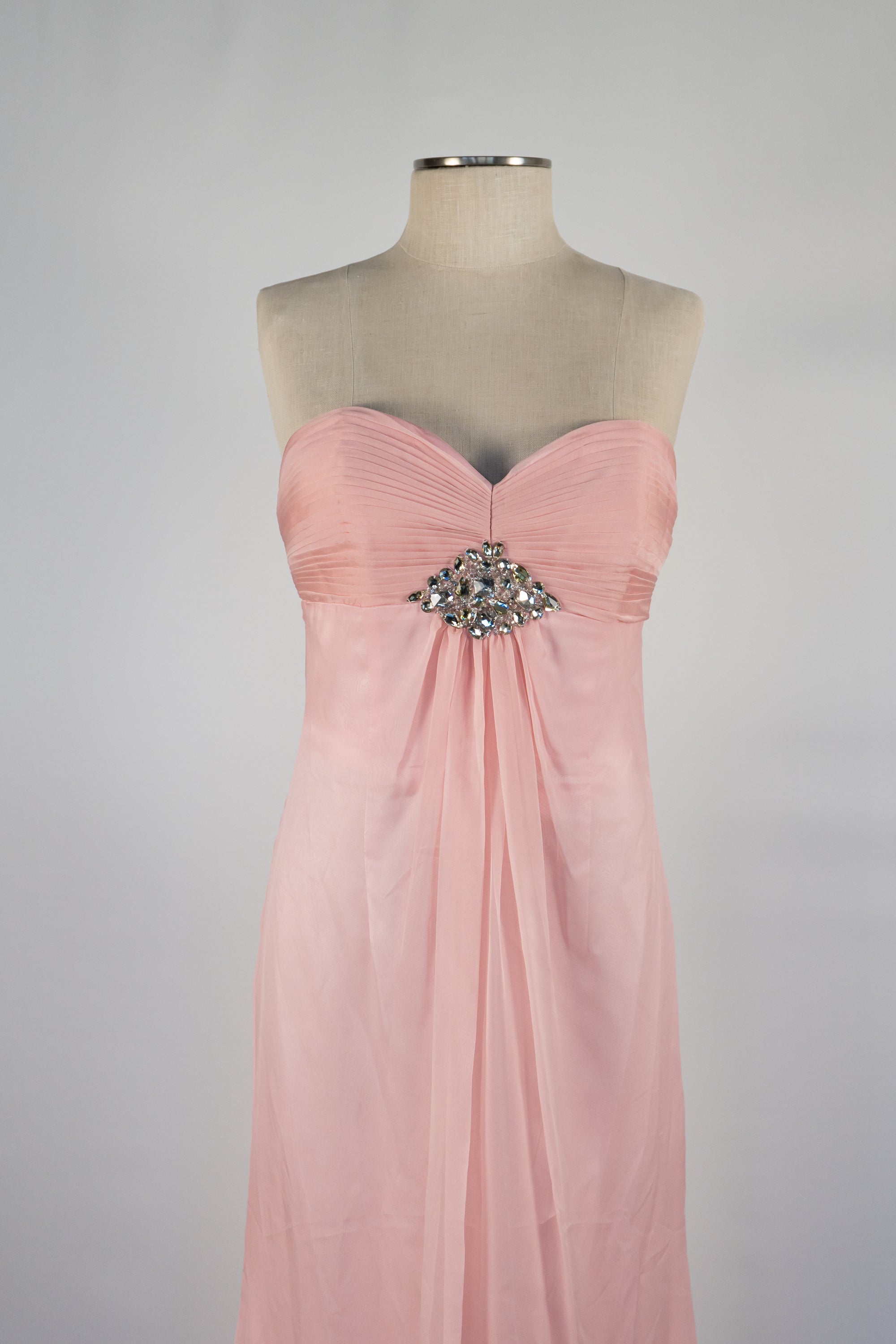 Blush Pink Strapless Full Length Dress