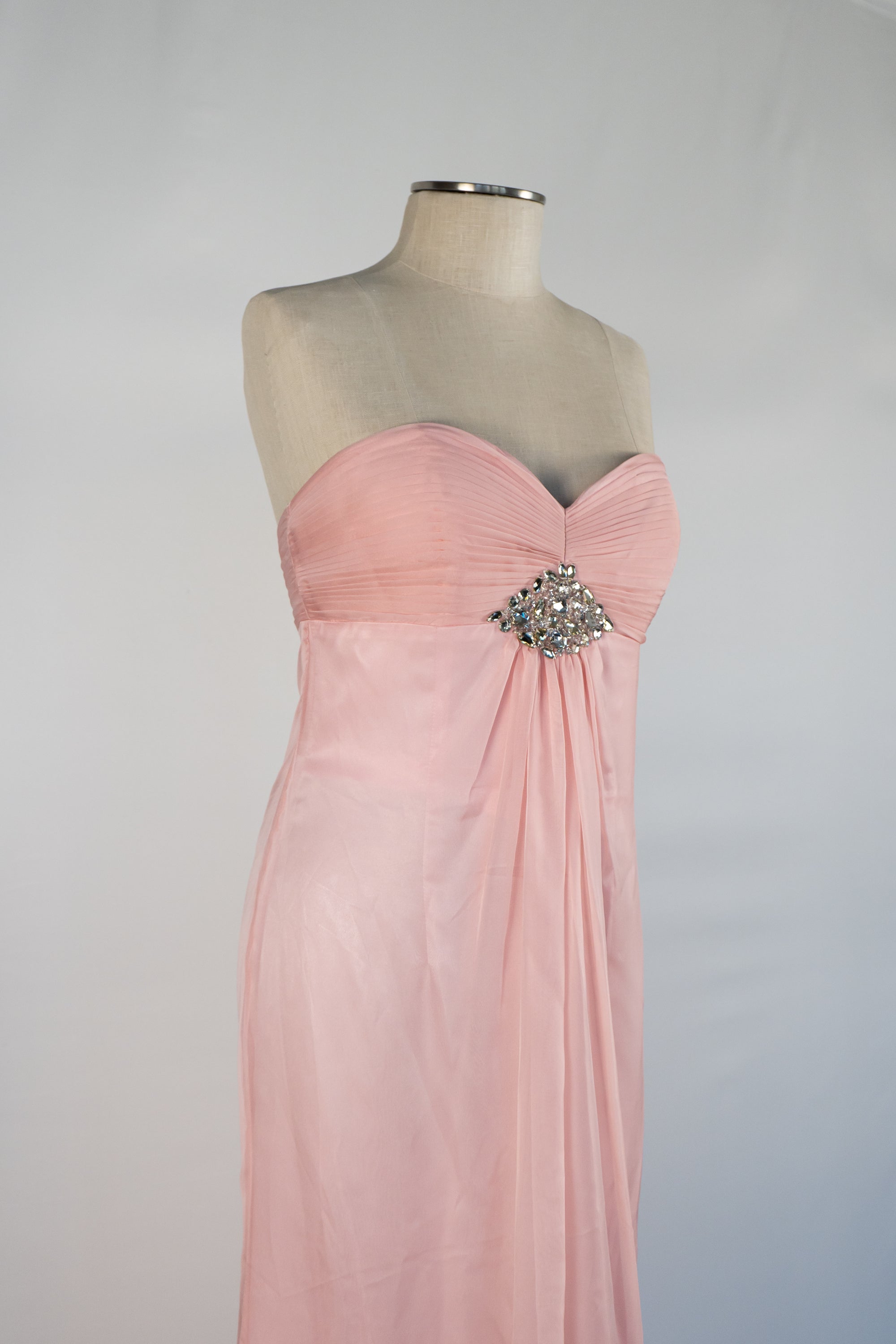 Blush Pink Strapless Full Length Dress