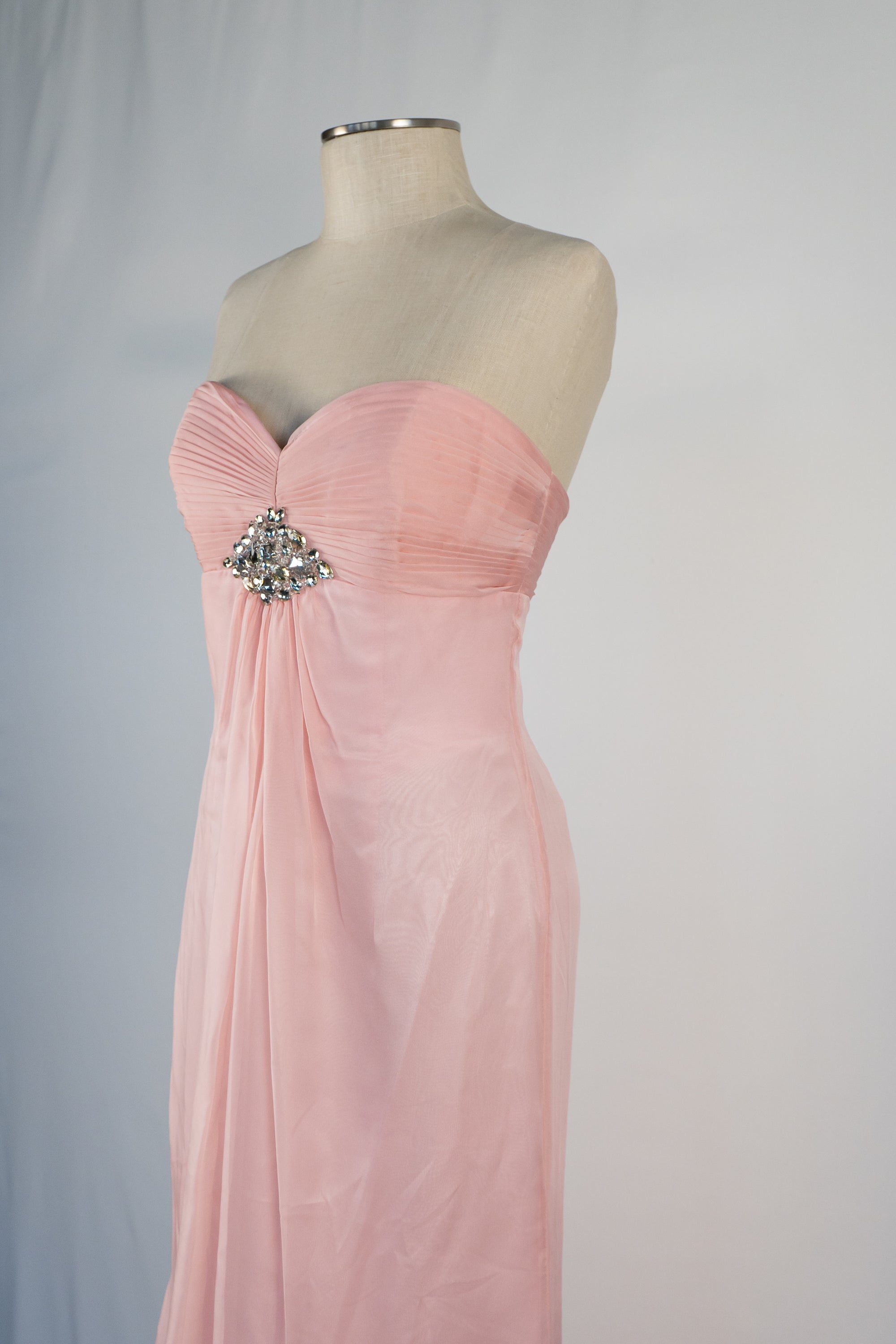 Blush Pink Strapless Full Length Dress