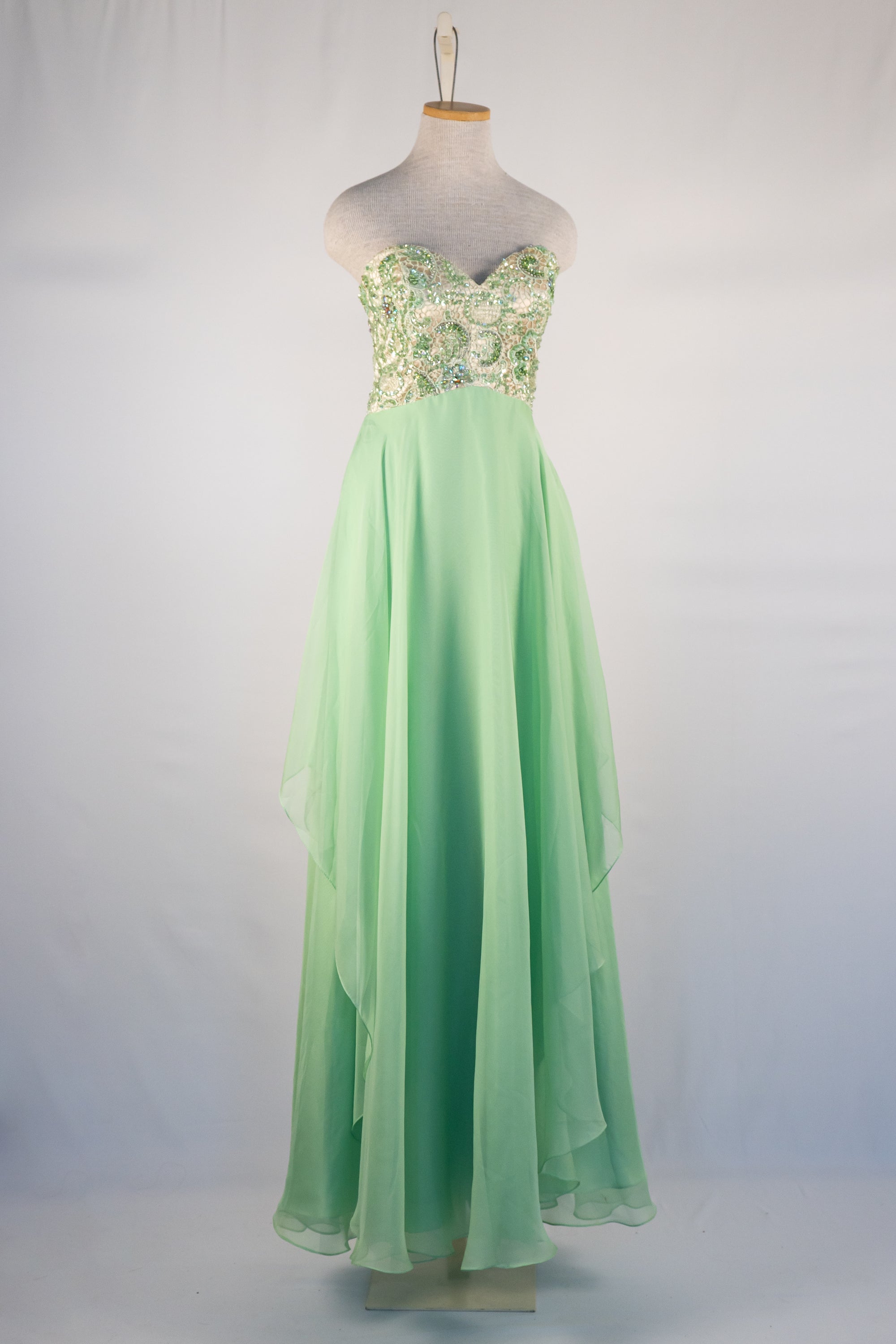 Green & Sparkle Full Length Dress