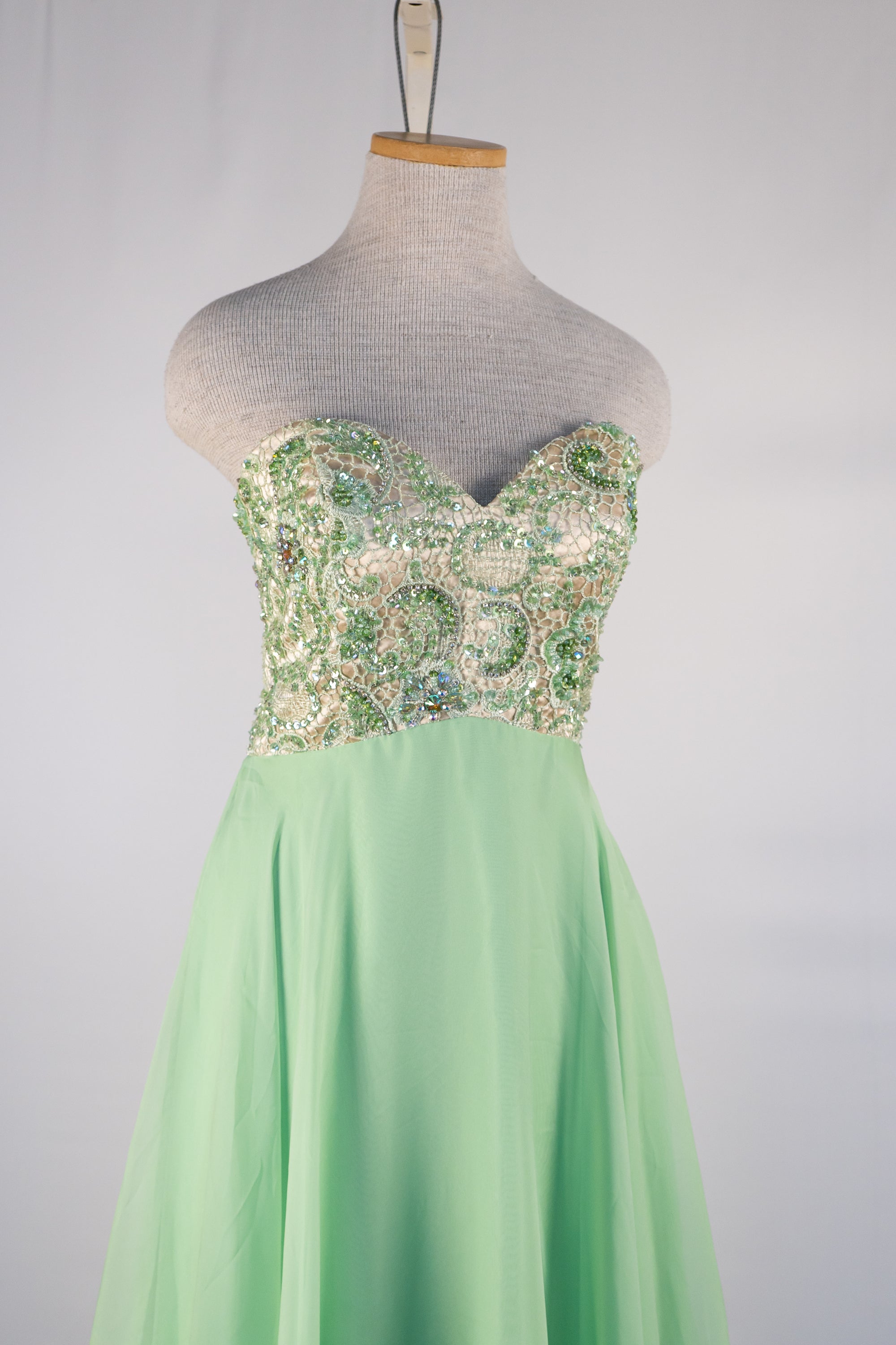 Green & Sparkle Full Length Dress