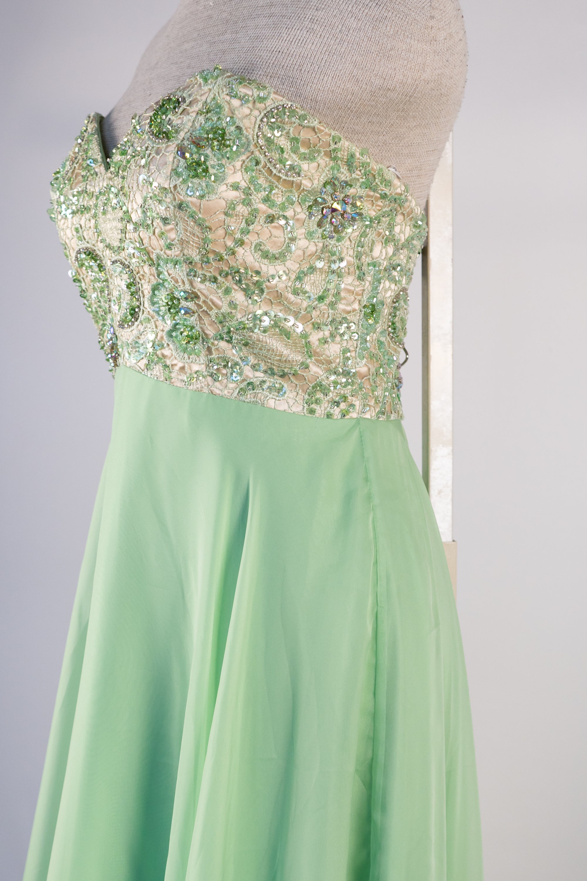 Green & Sparkle Full Length Dress