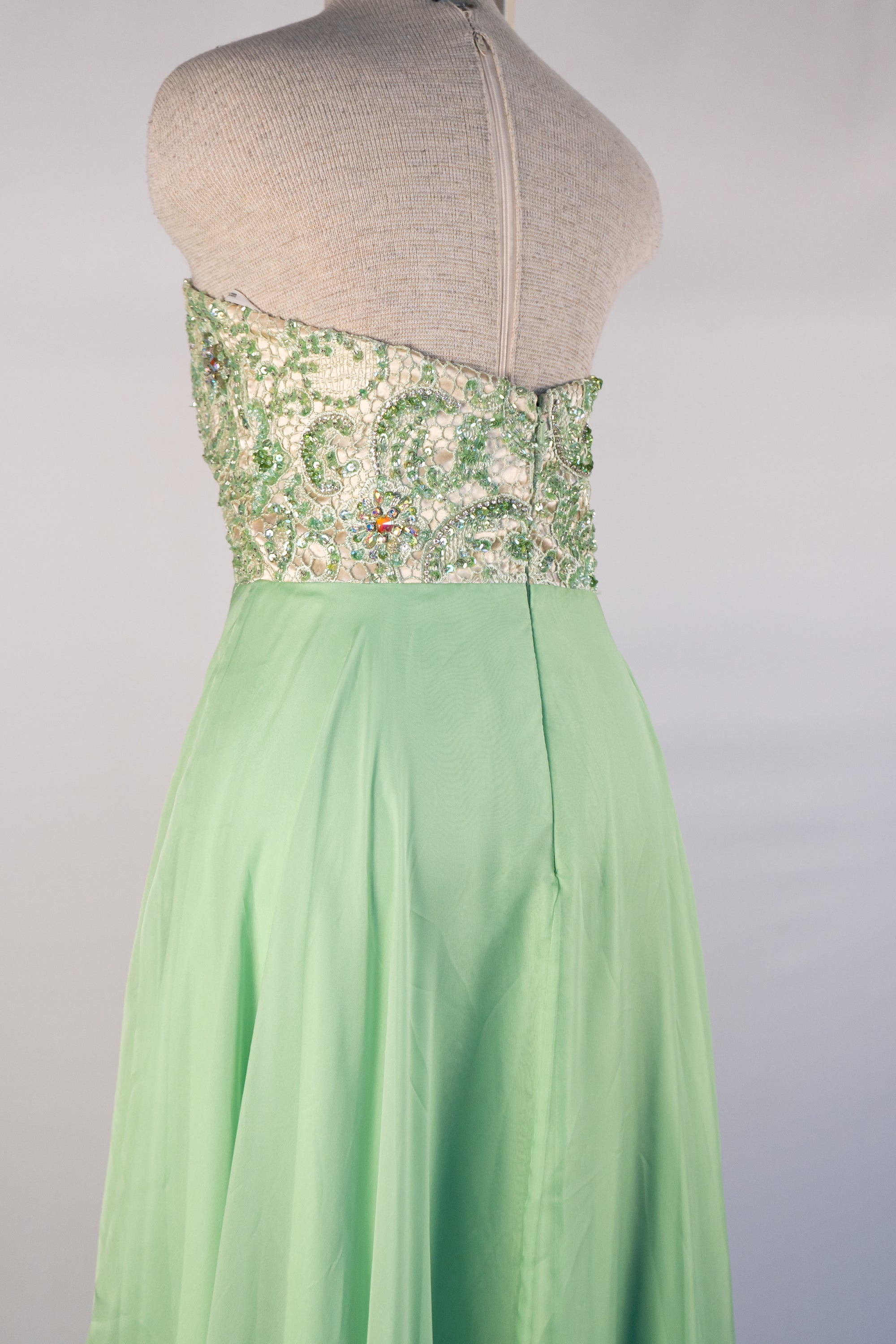 Green & Sparkle Full Length Dress