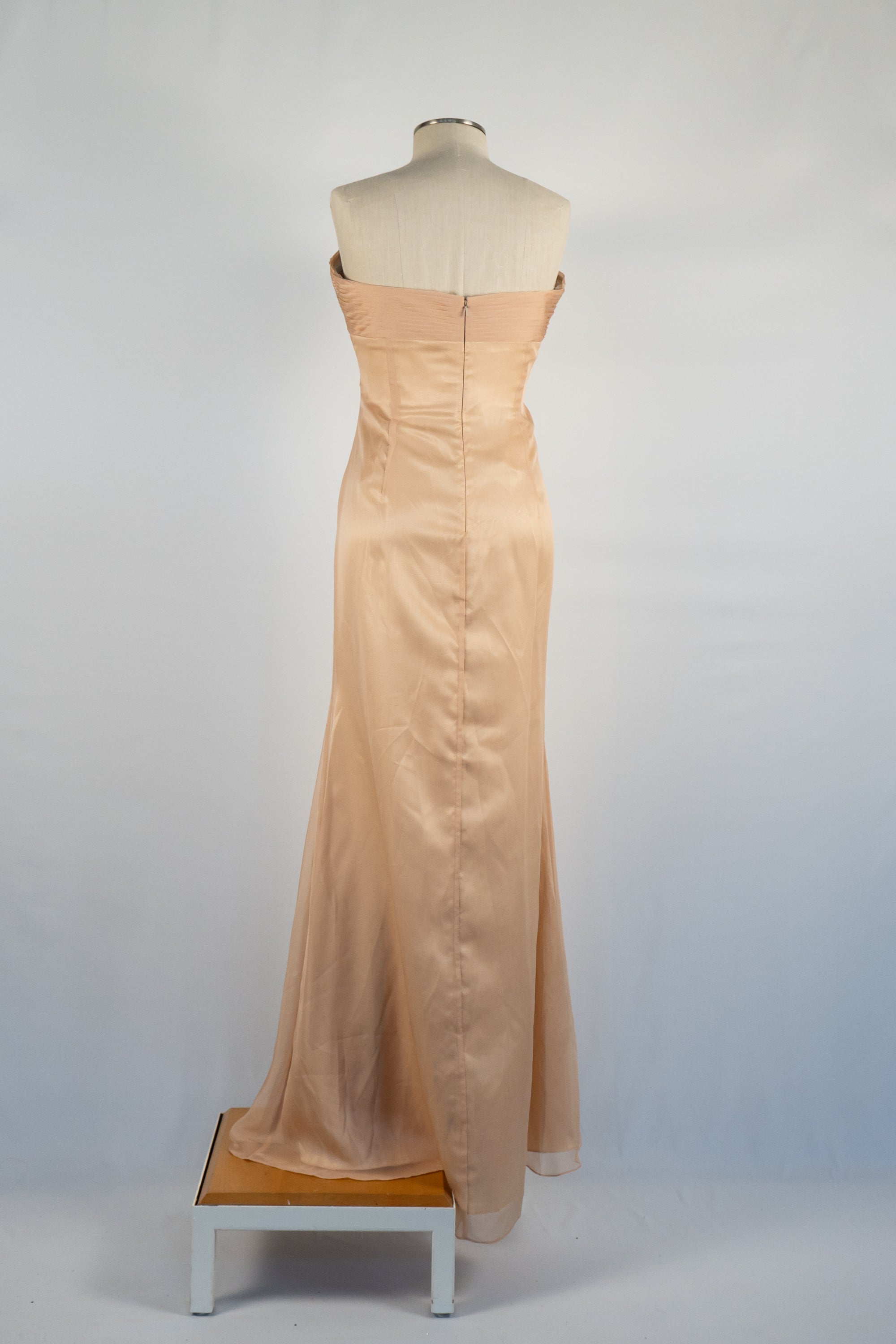 Beige Strapless Full Length Dress