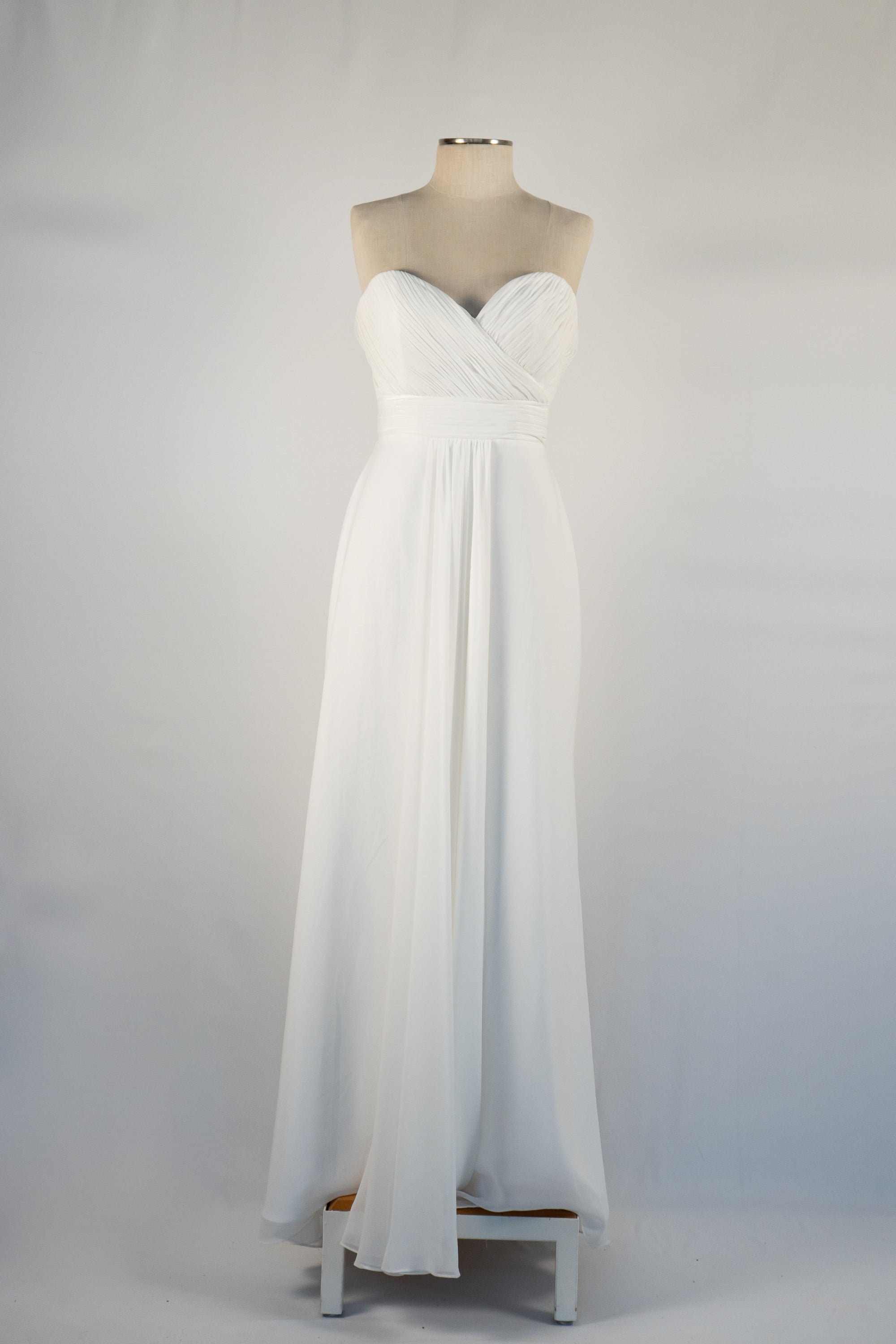 White Strapless Full Length Dress