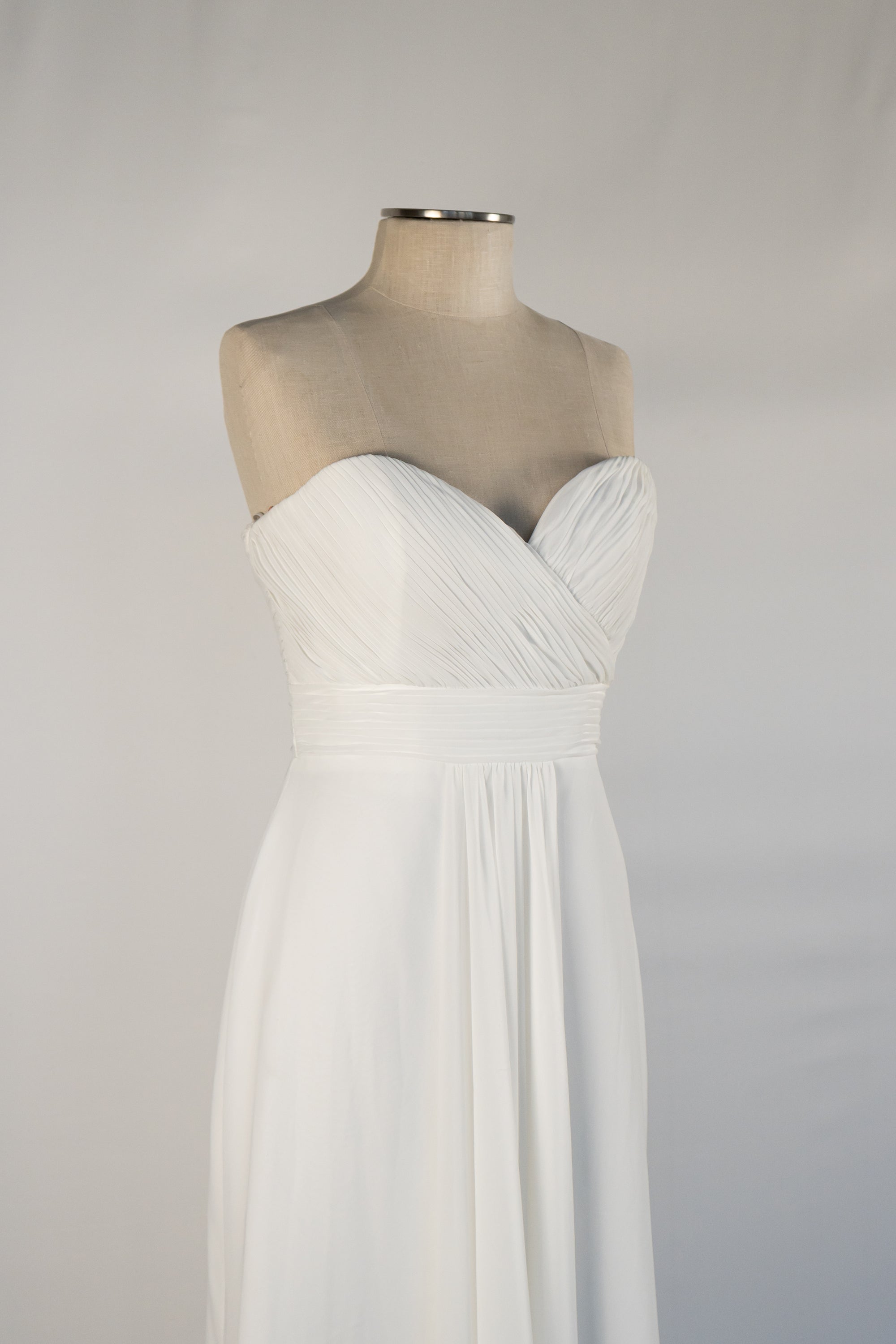 White Strapless Full Length Dress