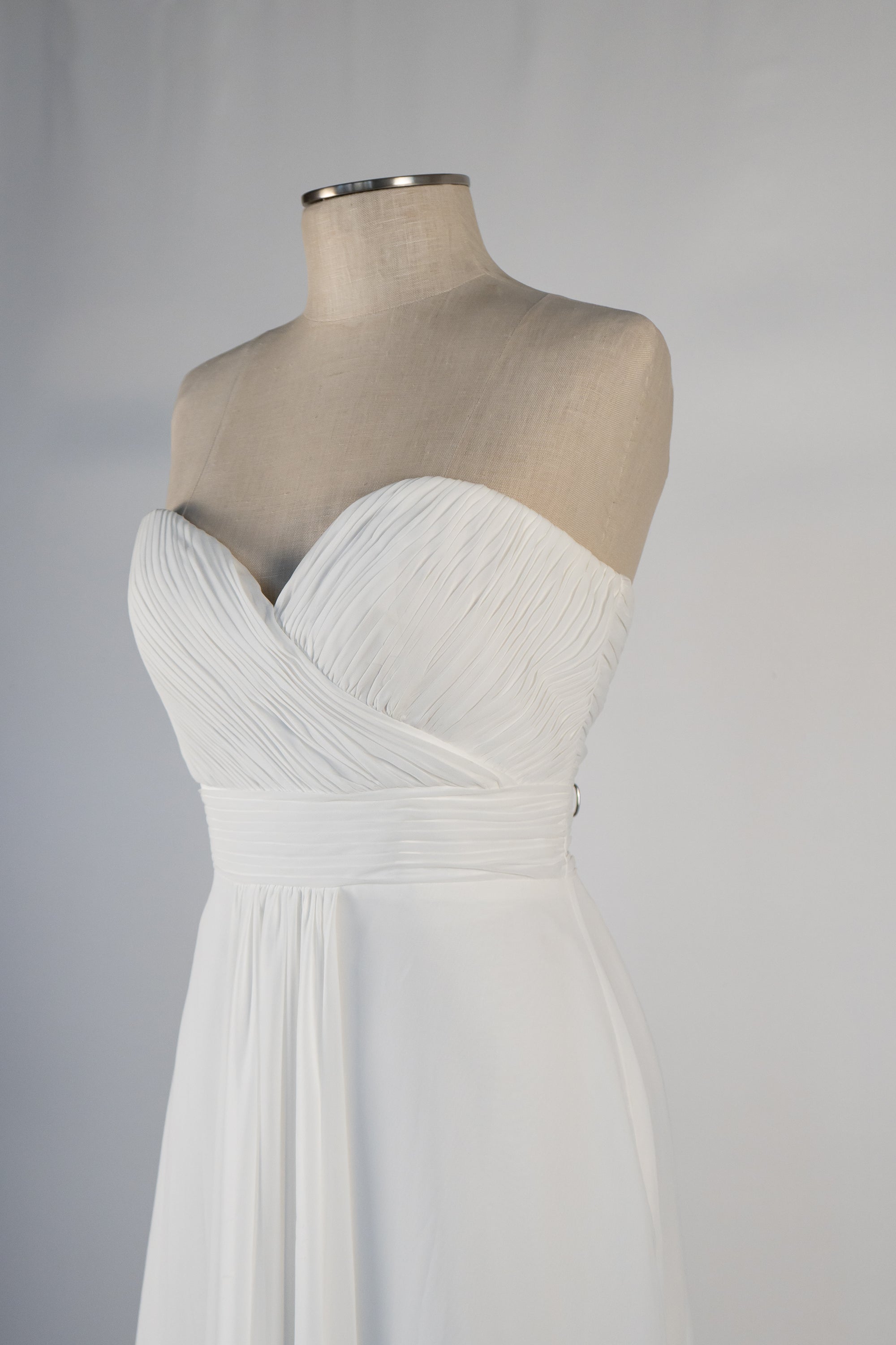 White Strapless Full Length Dress