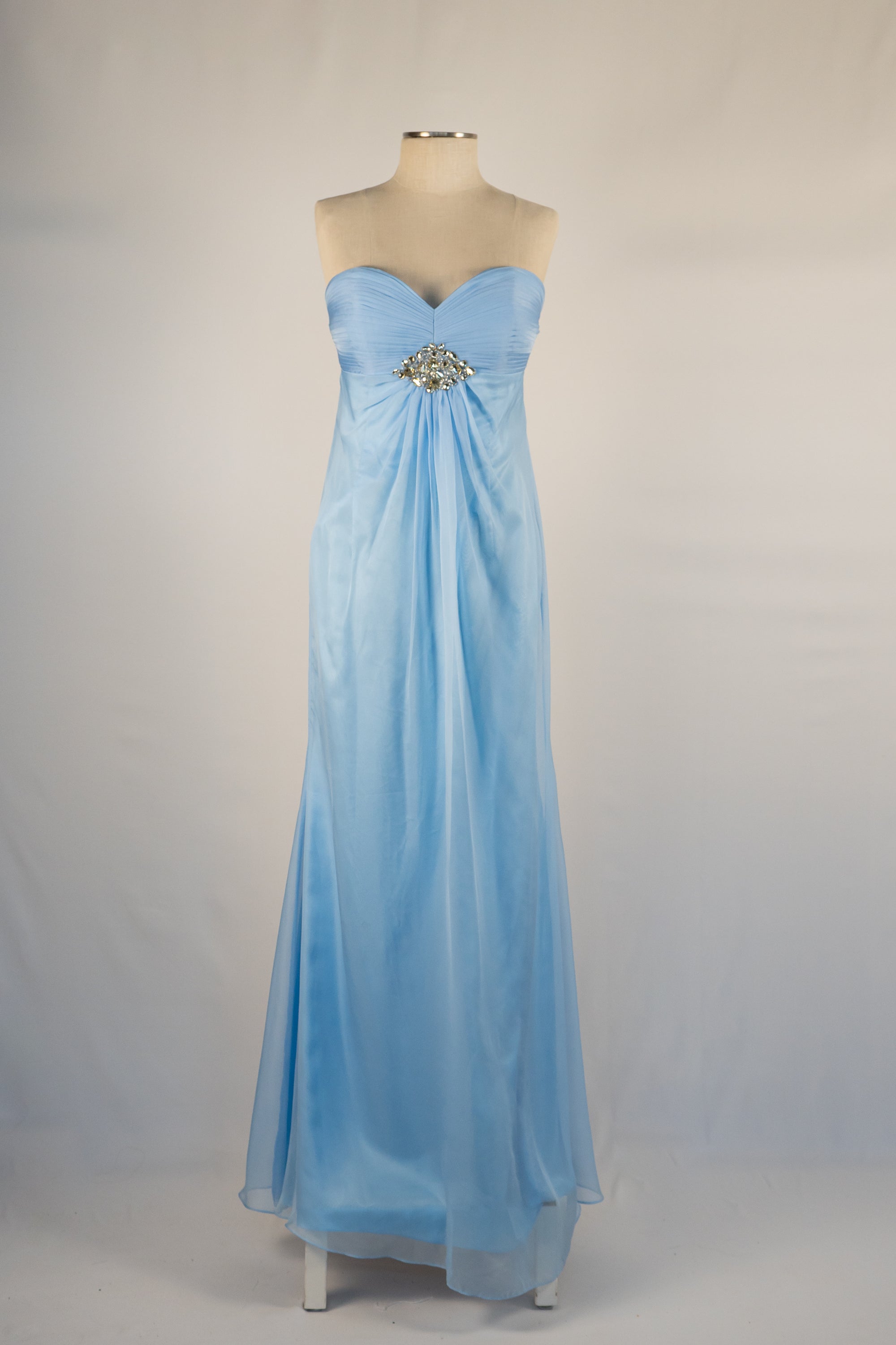 Light Blue Strapless Full Length Dress