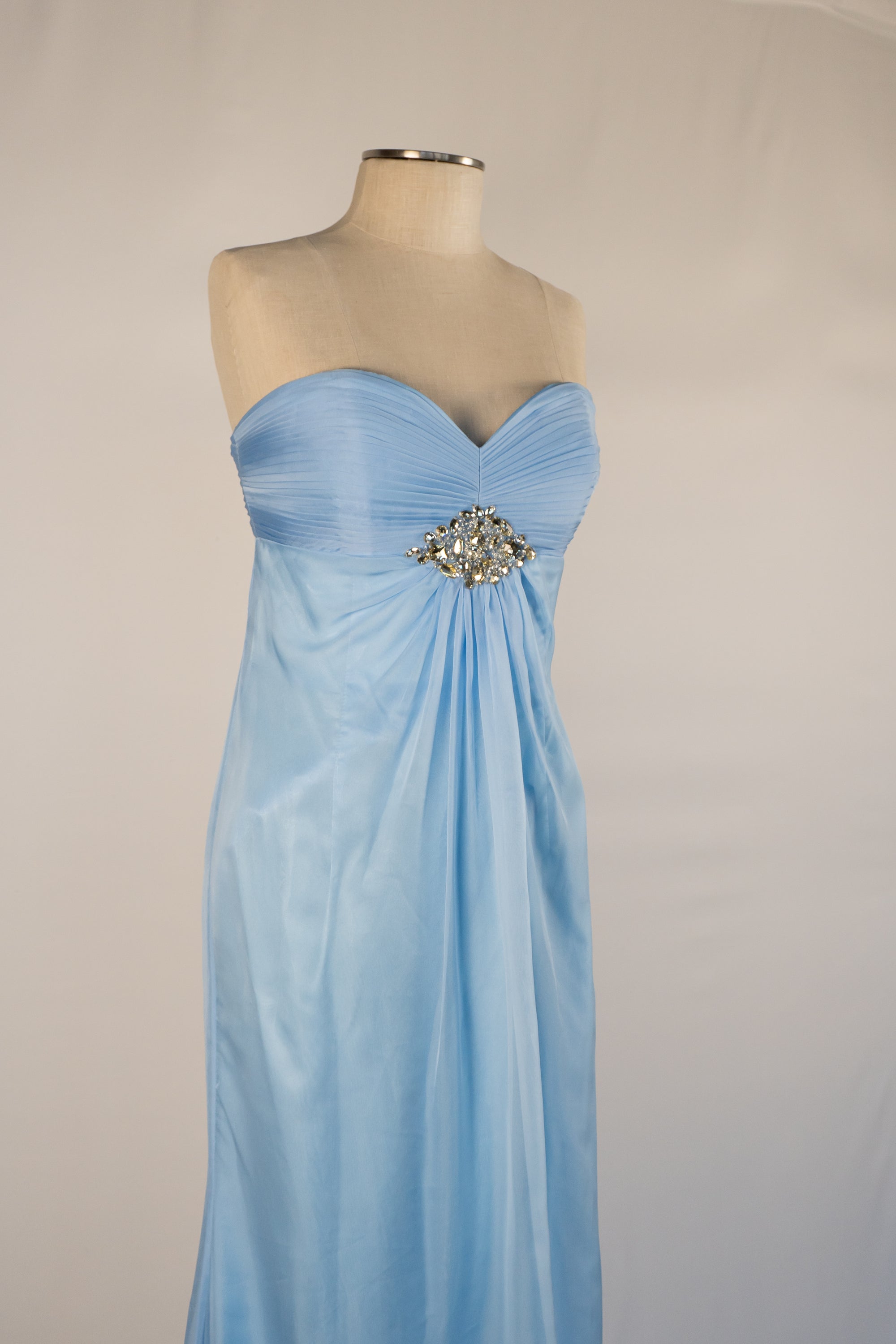 Light Blue Strapless Full Length Dress