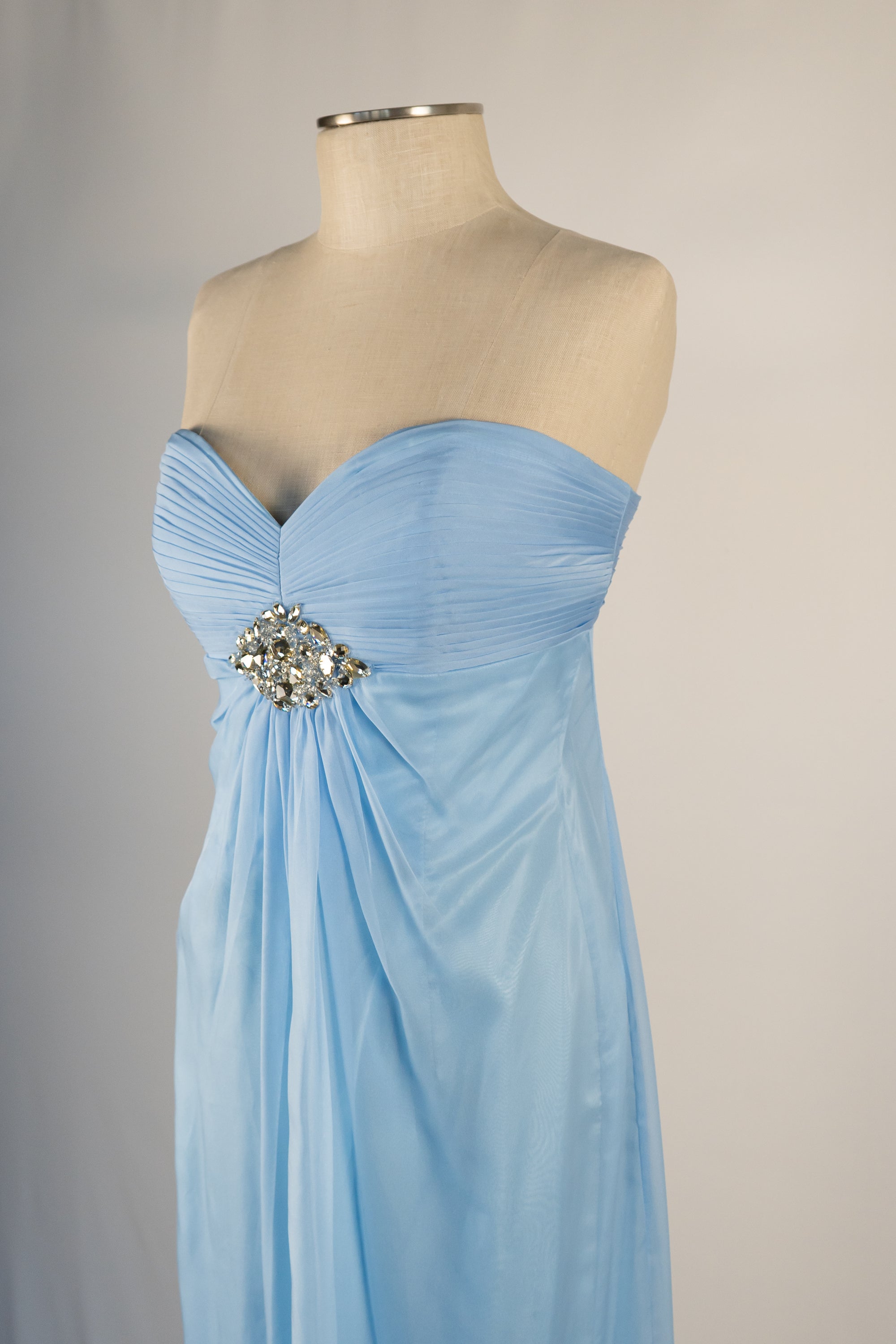 Light Blue Strapless Full Length Dress