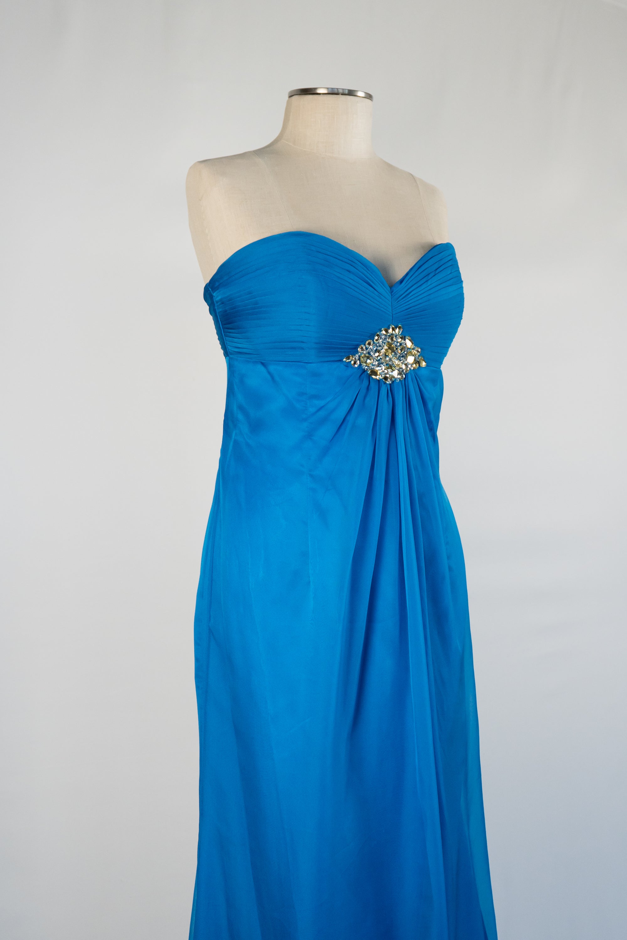 Royal Blue Strapless Full Length Dress