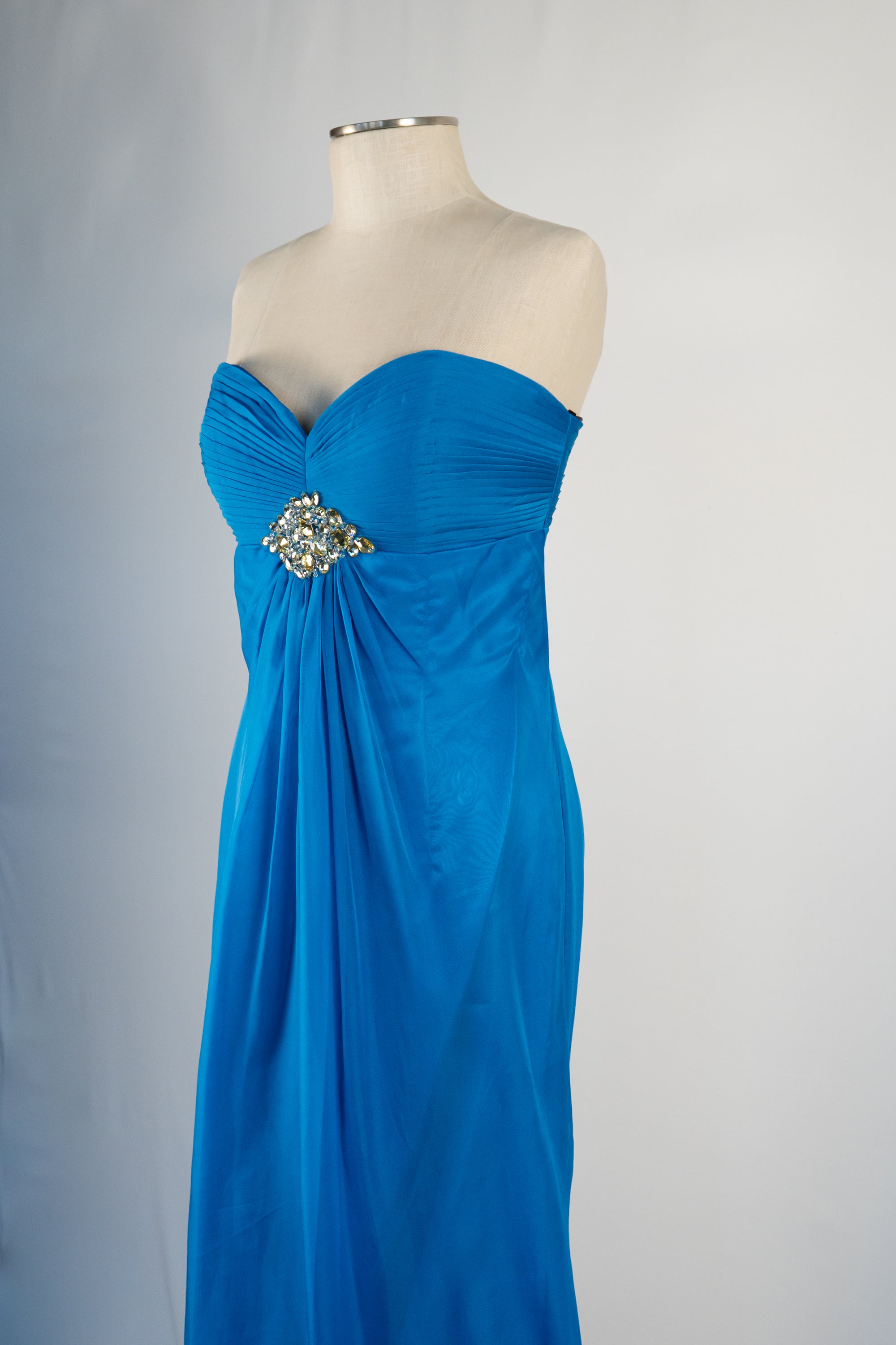 Royal Blue Strapless Full Length Dress