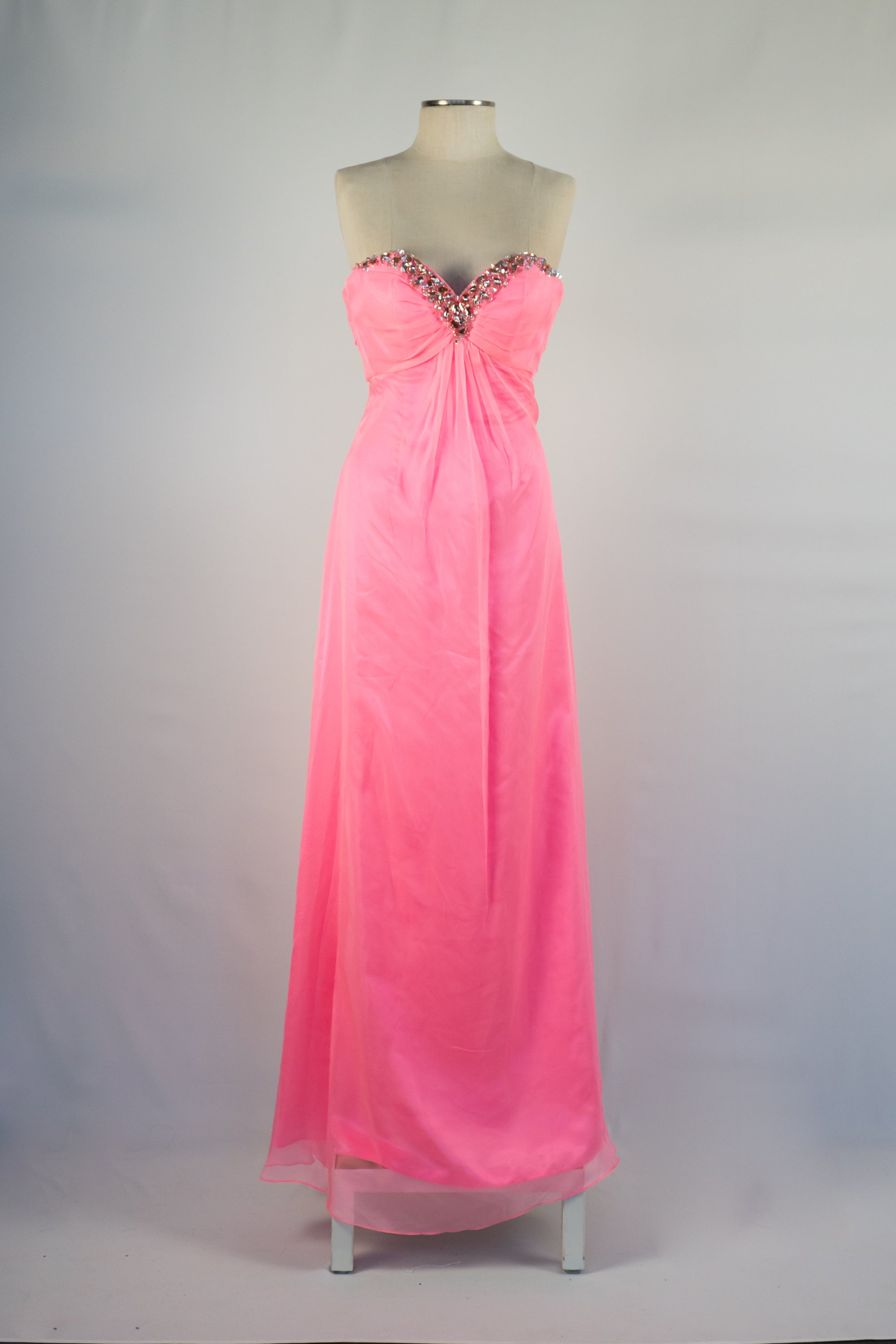 Neon Pink & Sequins Full Length Dress