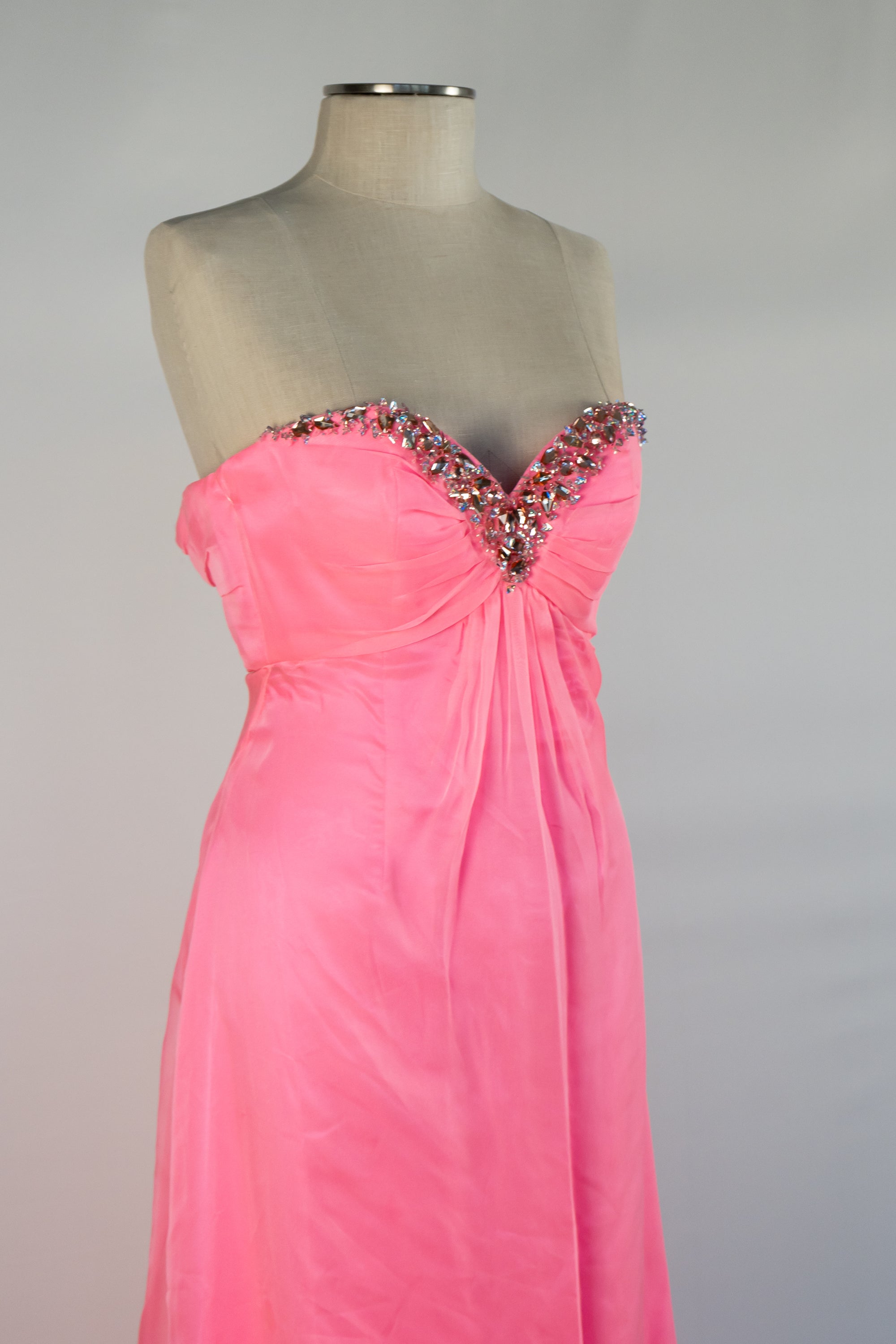 Neon Pink & Sequins Full Length Dress