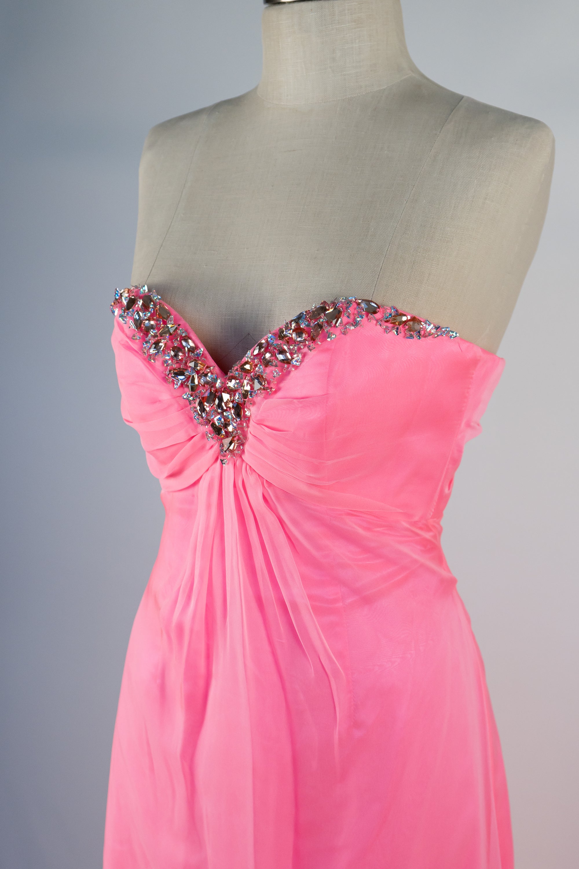 Neon Pink & Sequins Full Length Dress