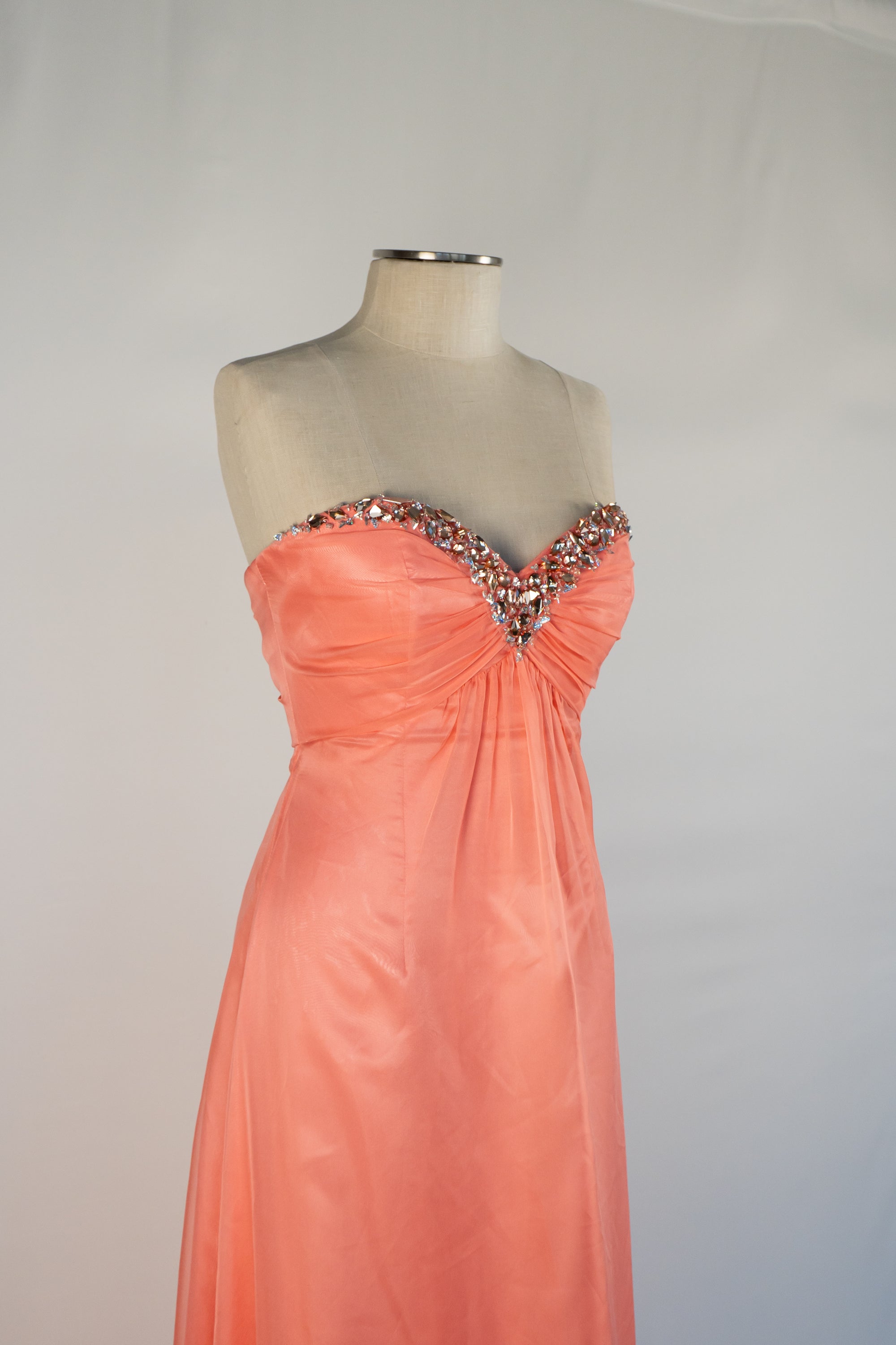 Coral & Sequins Full Length Dress