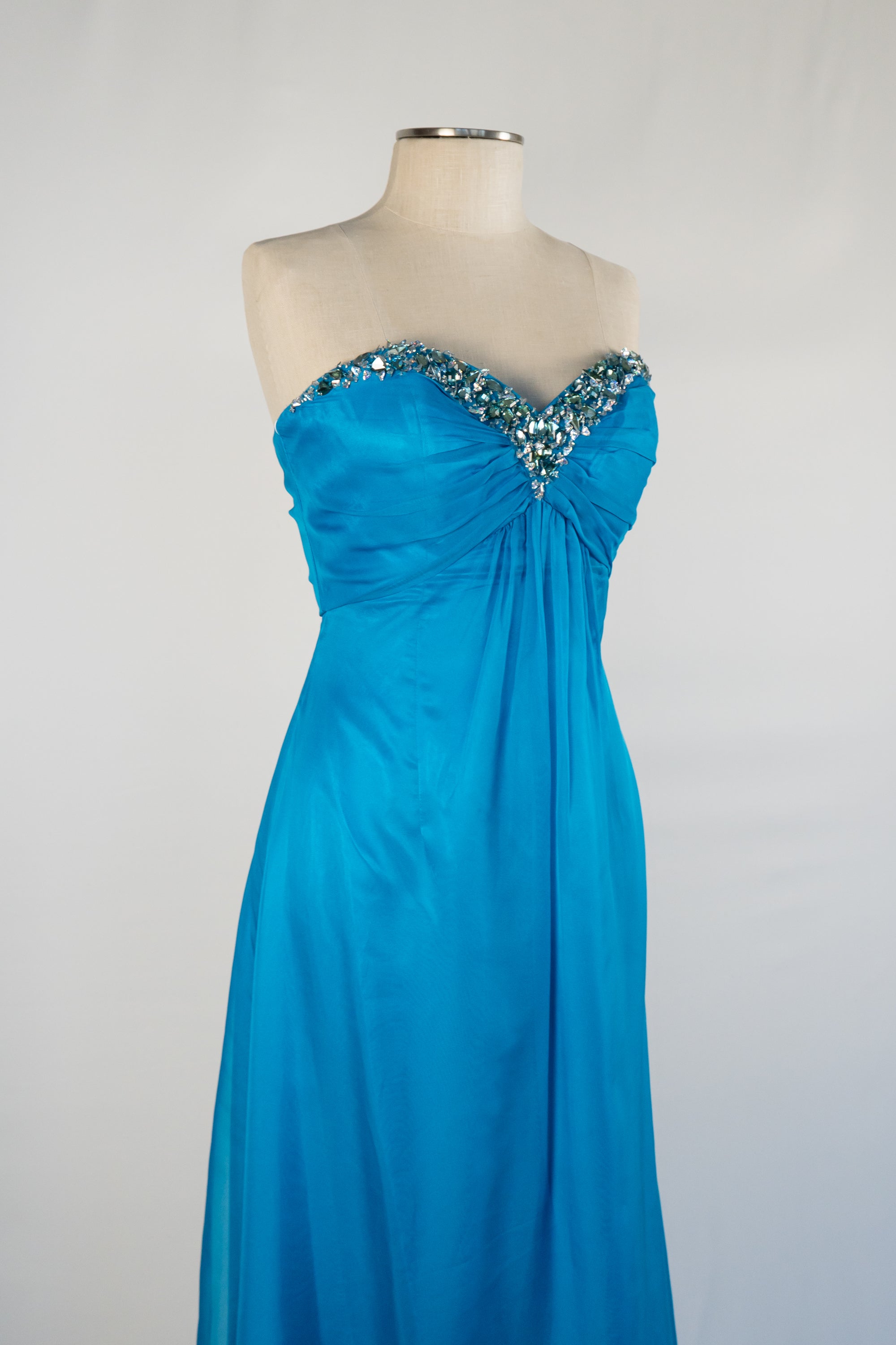 Ocean Blue & Sequins Full Length Dress