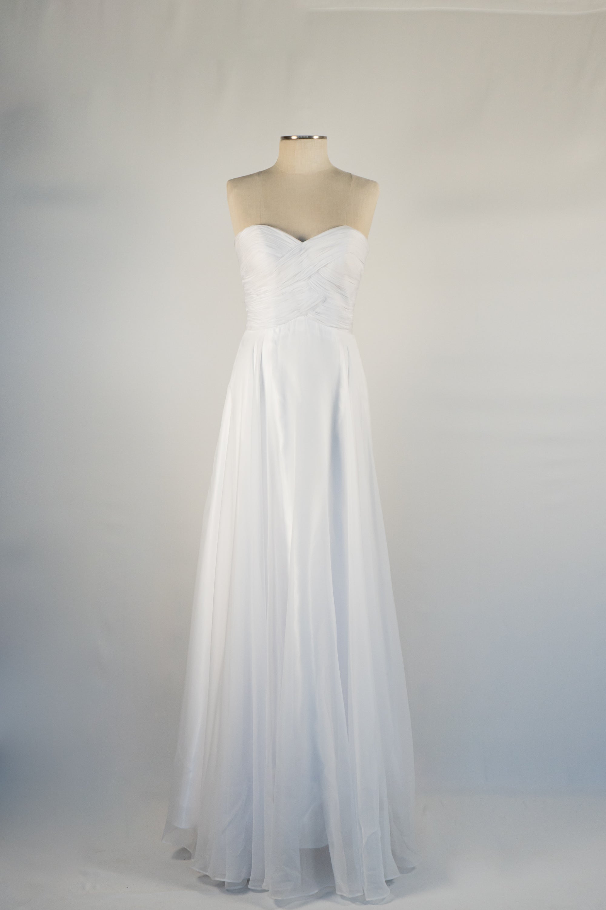 White Strapless Full Length Dress