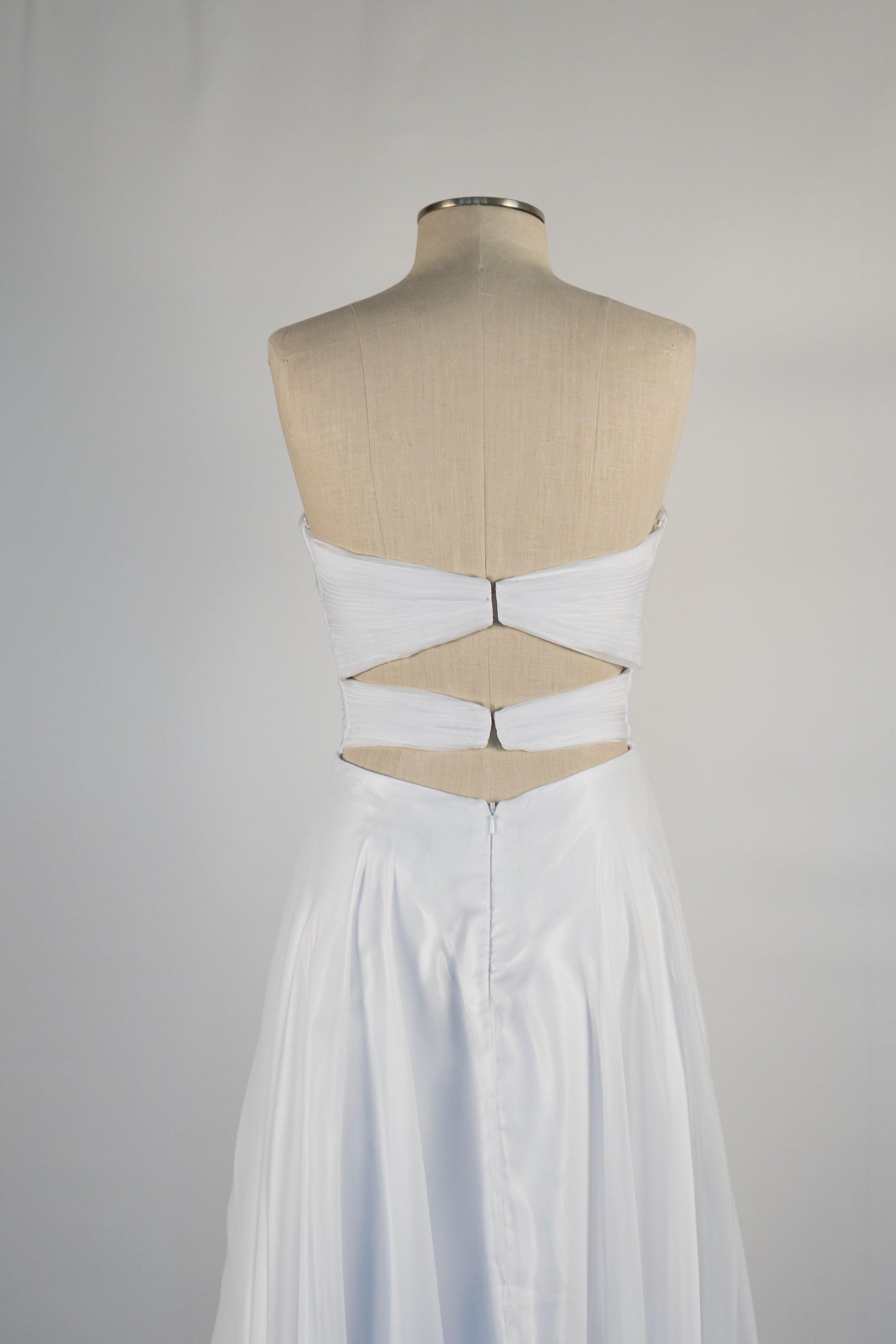 White Strapless Full Length Dress