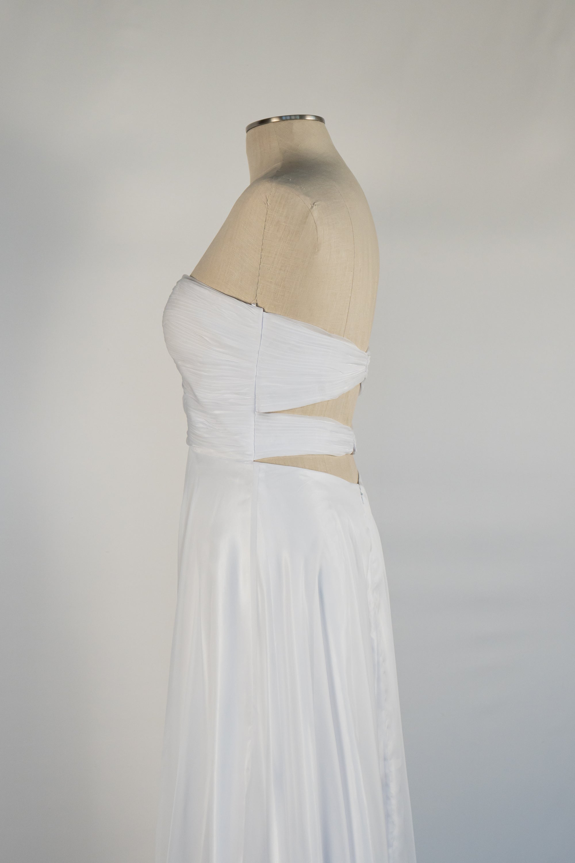 White Strapless Full Length Dress