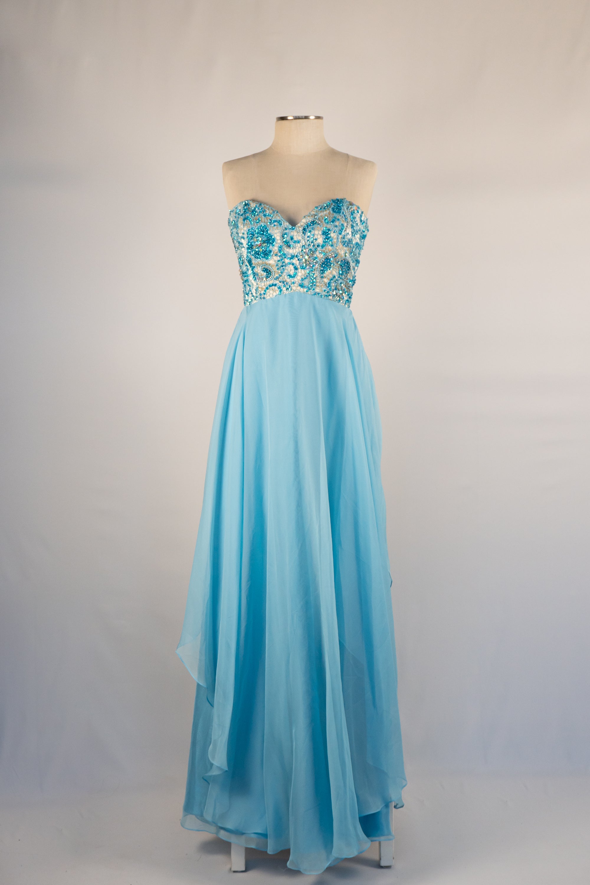 Light Blue & Sequins Full Length Dress