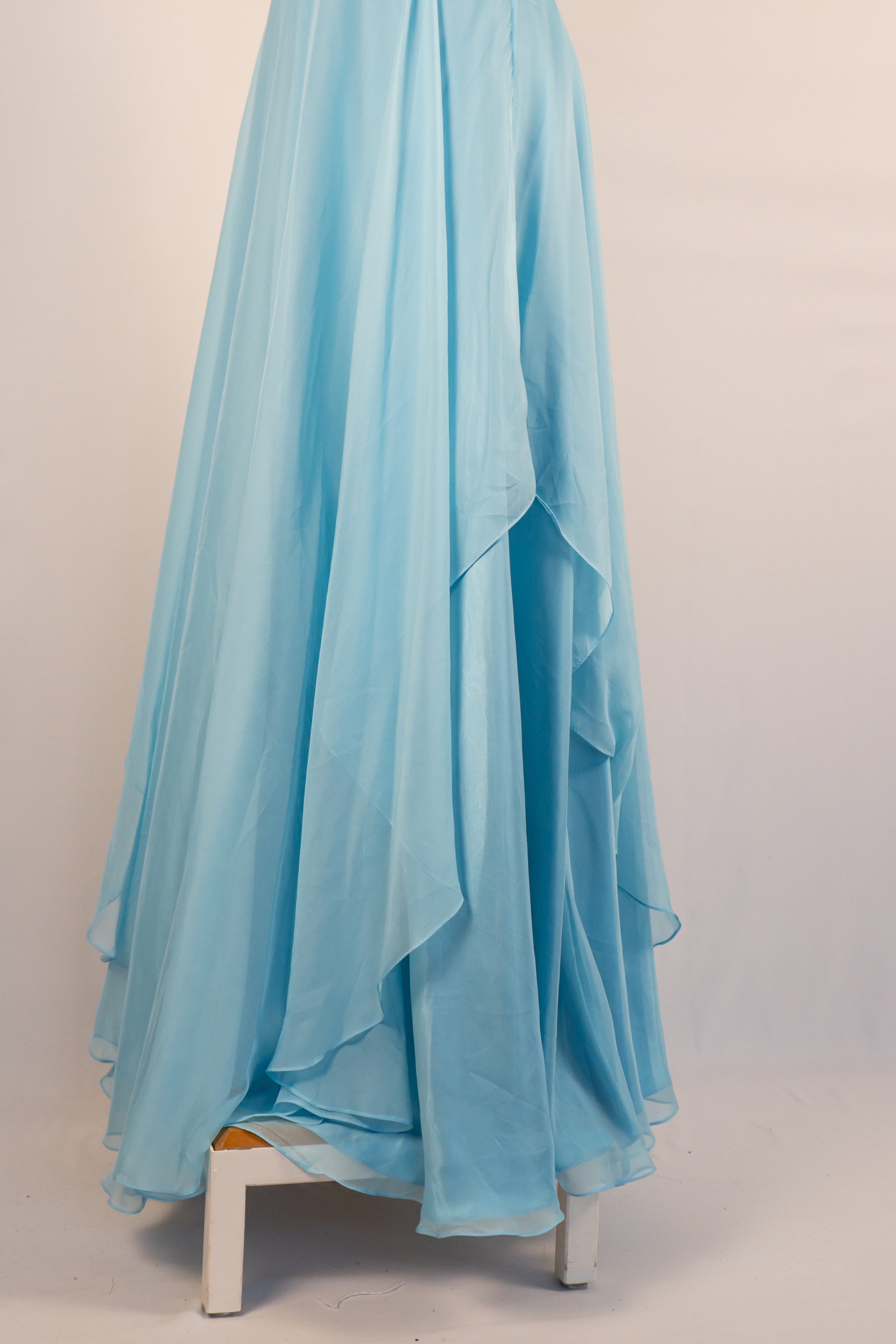 Light Blue & Sequins Full Length Dress