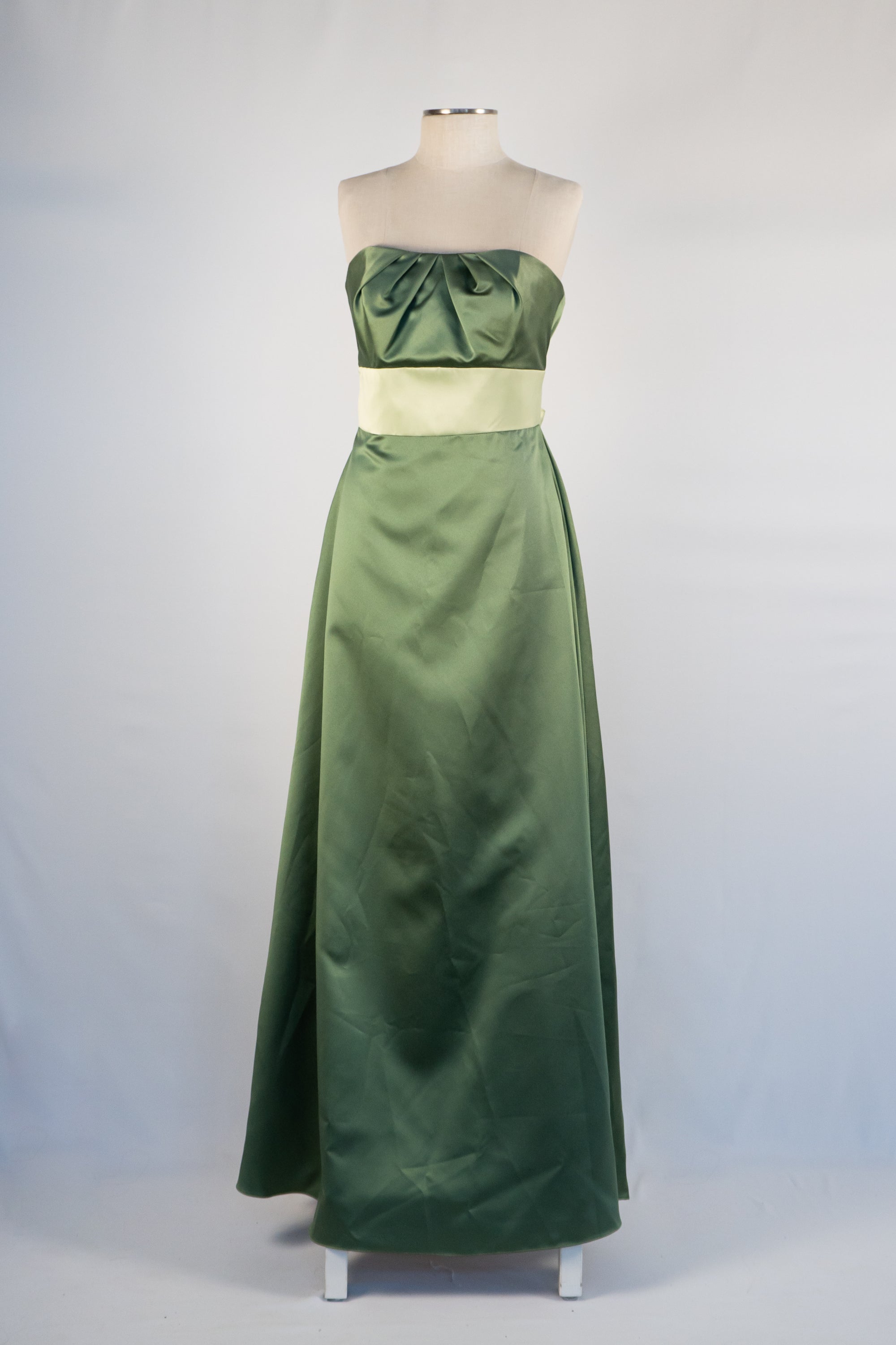 Sage Green Strapless Full Length Dress