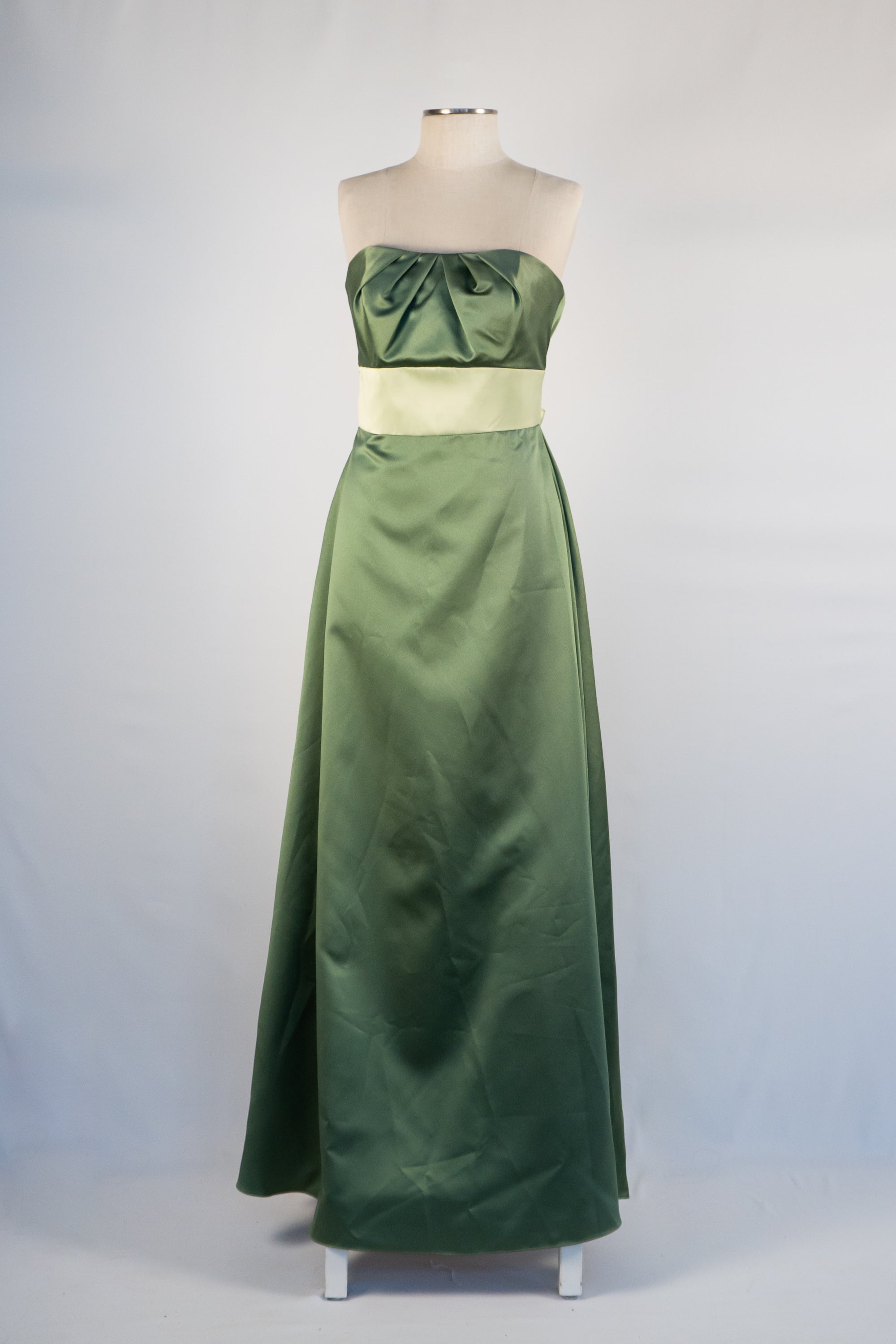 sage green strapless dress Sage Green Strapless Full Length Dress